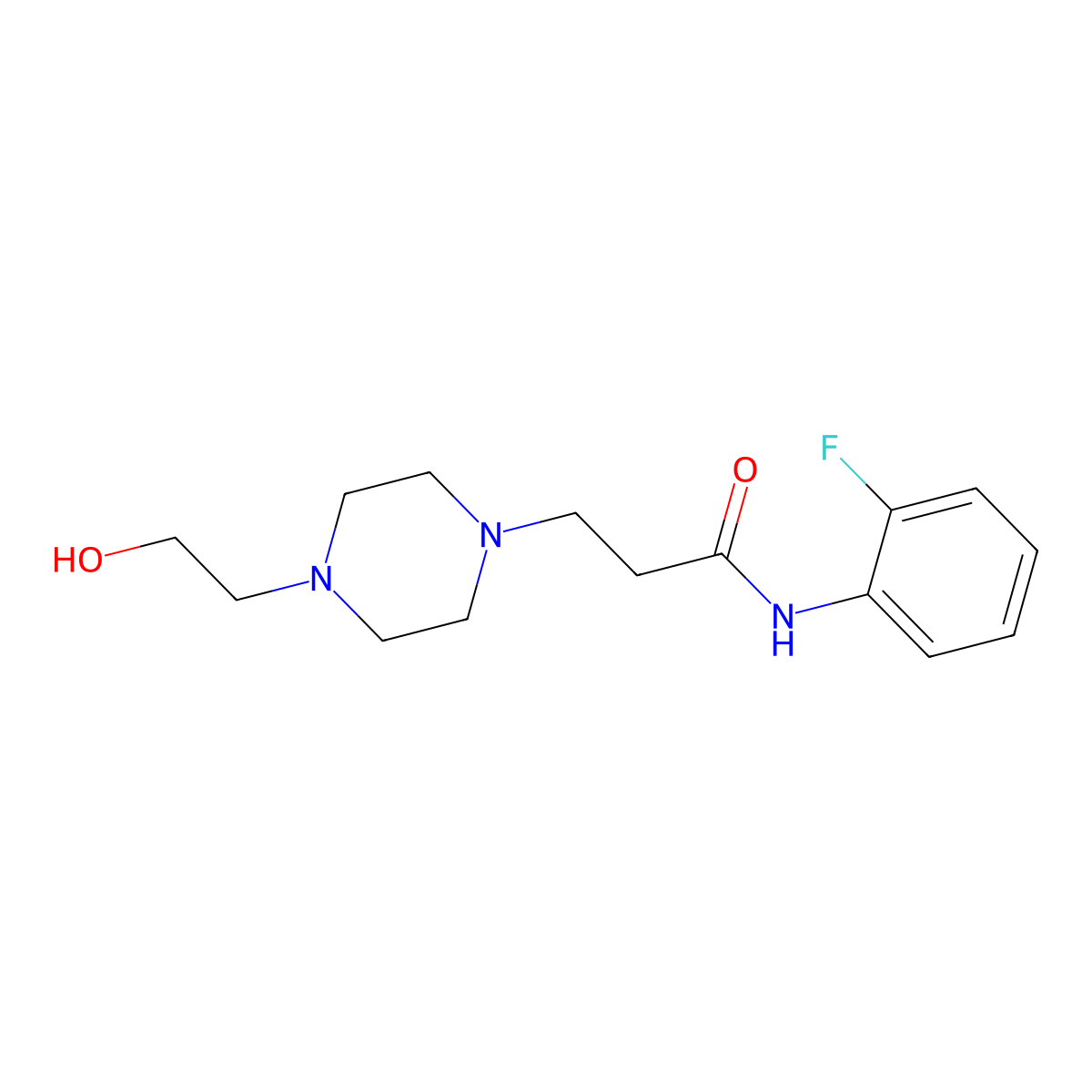 N-(2-fluorophenyl)-3-[4-(2-hydroxyethyl)piperazin-1-yl]propanamide molecular structure, CAS 333758-89-7