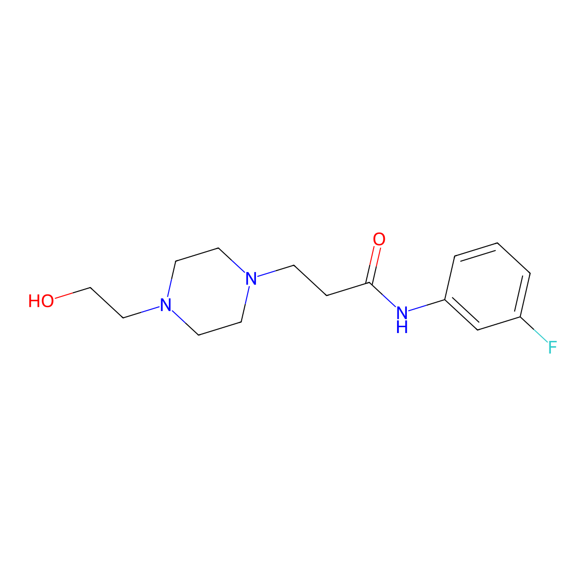N-(3-fluorophenyl)-3-[4-(2-hydroxyethyl)piperazin-1-yl]propanamide molecular structure, CAS 333759-00-5