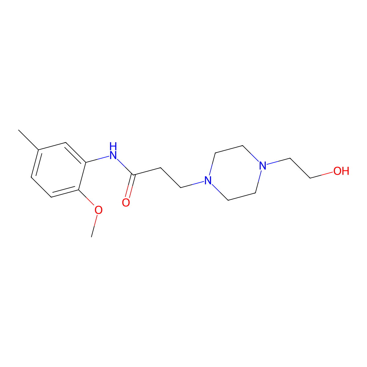 3-[4-(2-hydroxyethyl)piperazin-1-yl]-N-(2-methoxy-5-methylphenyl)propanamide molecular structure, CAS 333759-08-3