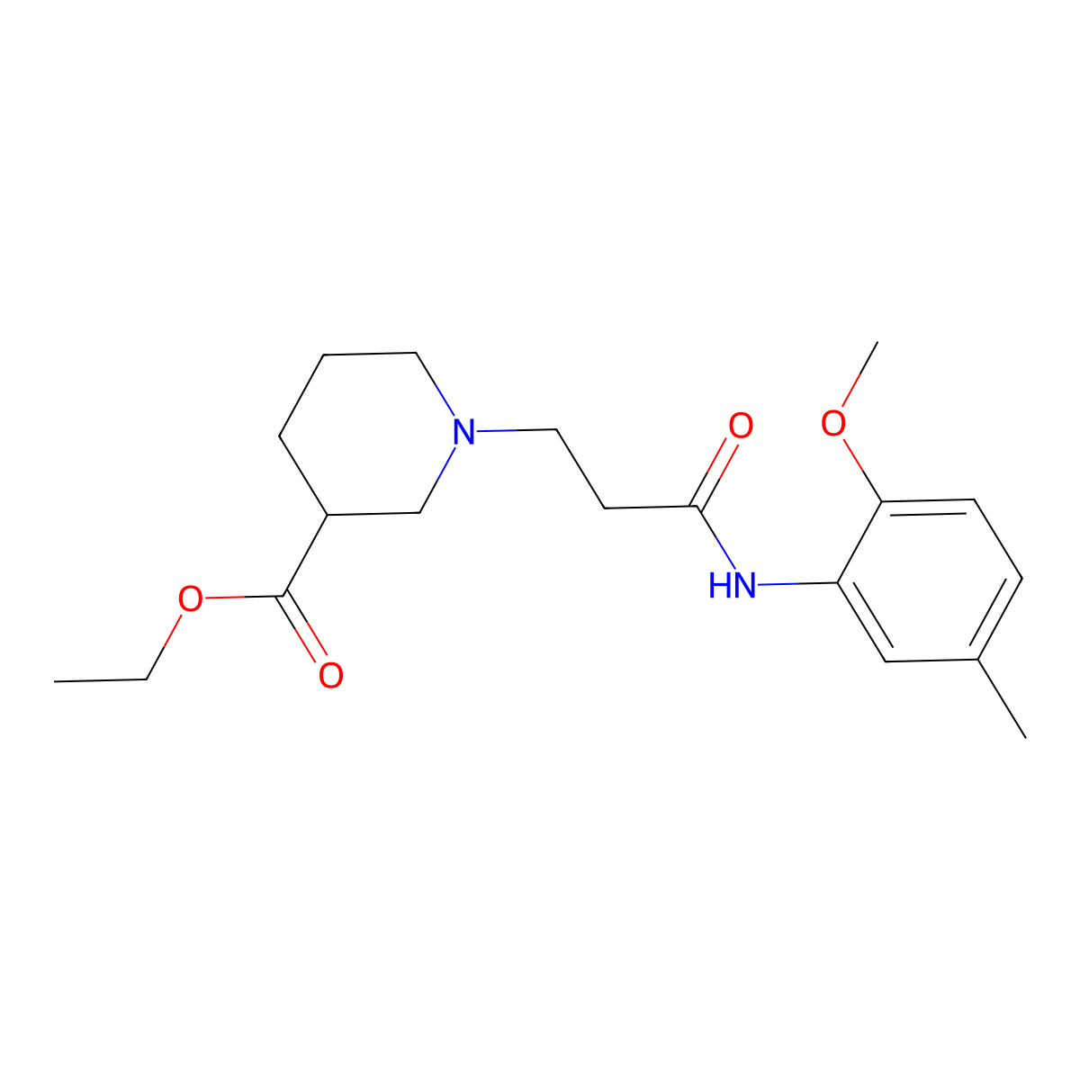 Ethyl 1-[3-(2-methoxy-5-methylanilino)-3-oxopropyl]-3-piperidinecarboxylate molecular structure, CAS 333759-09-4