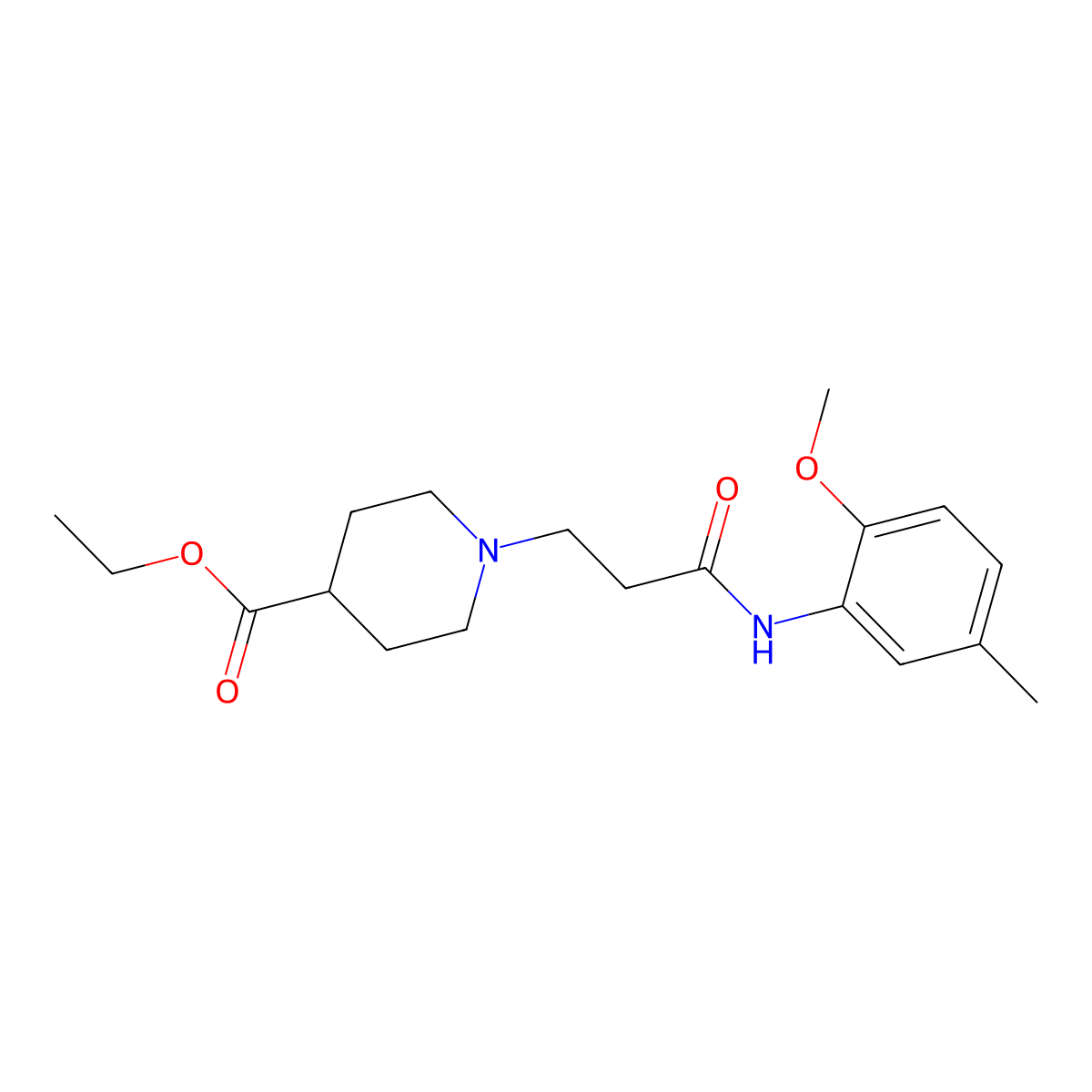 Ethyl 1-[3-(2-methoxy-5-methylanilino)-3-oxopropyl]-4-piperidinecarboxylate molecular structure, CAS 333759-10-7