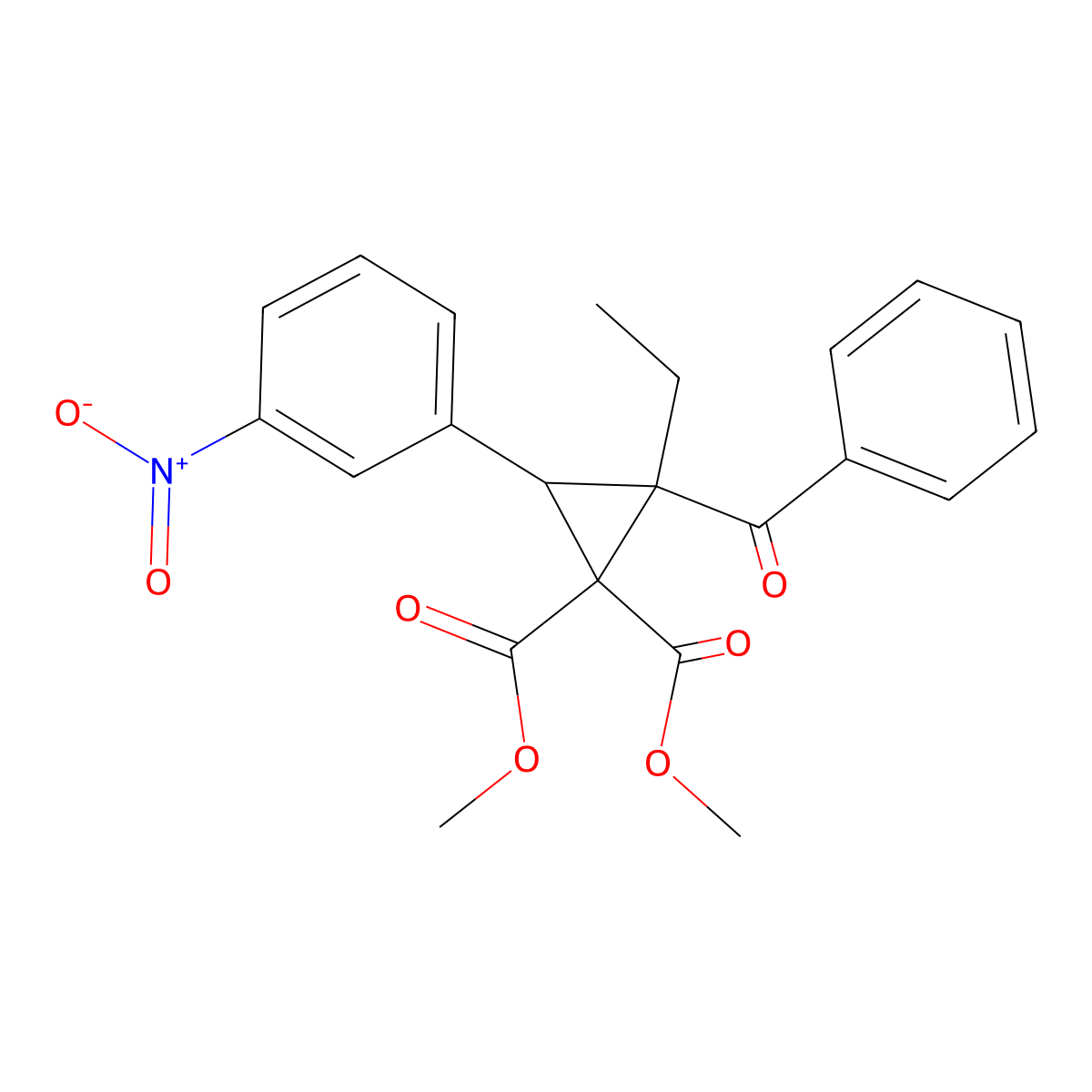 Dimethyl 2-benzoyl-2-ethyl-3-(3-nitrophenyl)cyclopropane-1,1-dicarboxylate molecular structure, CAS 333759-11-8