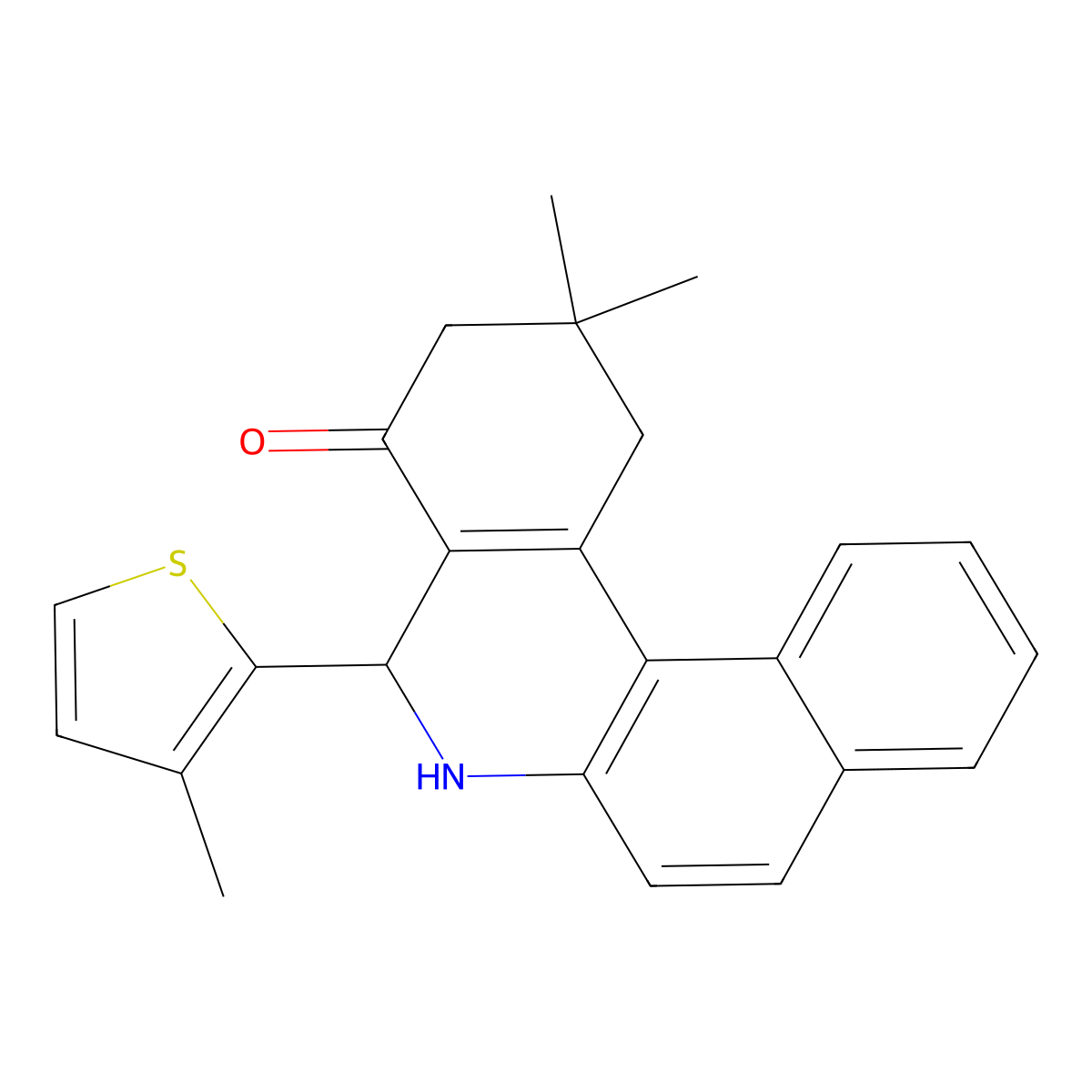 2,2-Dimethyl-5-(3-methylthiophen-2-yl)-1,3,5,6-tetrahydrobenzo[a]phenanthridin-4-one molecular structure, CAS 333759-63-0