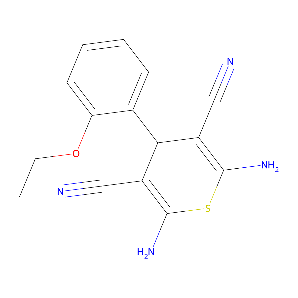 2,6-diamino-4-(2-ethoxyphenyl)-4H-thiopyran-3,5-dicarbonitrile molecular structure, CAS 333759-69-6