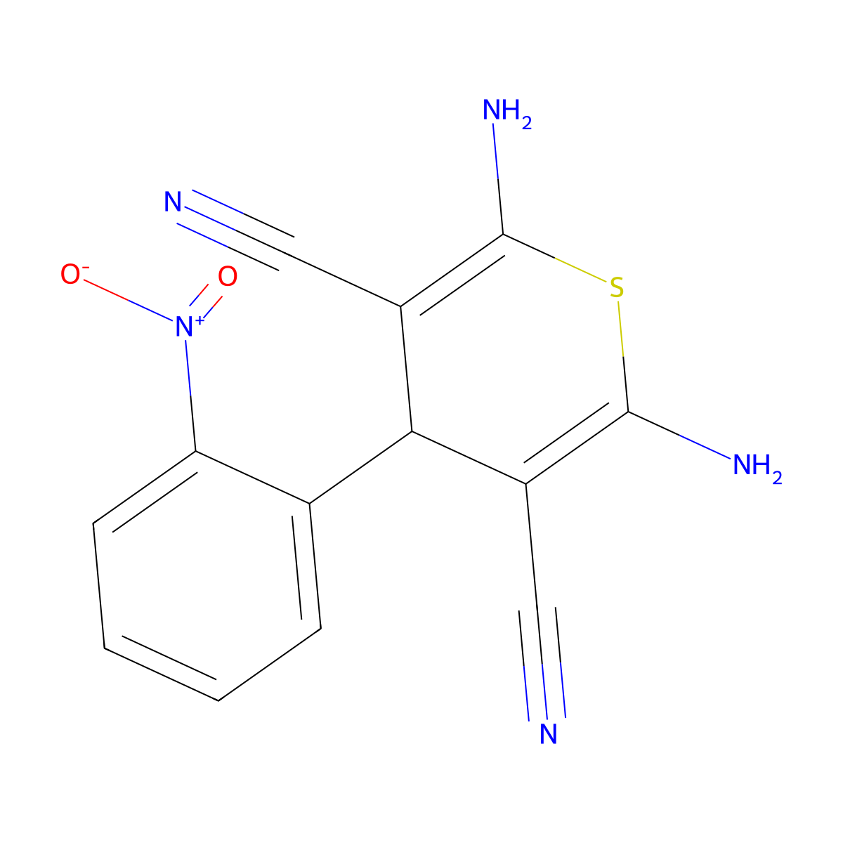 2,6-diamino-4-(2-nitrophenyl)-4H-thiopyran-3,5-dicarbonitrile molecular structure, CAS 333759-71-0