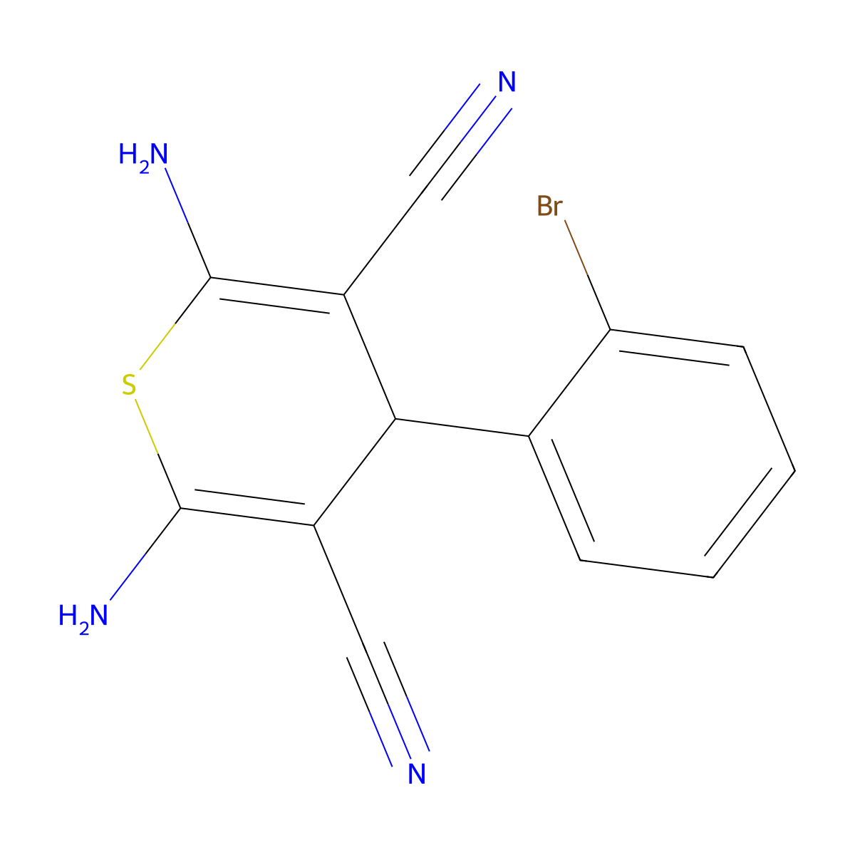 2,6-diamino-4-(2-bromophenyl)-4H-thiopyran-3,5-dicarbonitrile molecular structure, CAS 333759-76-5