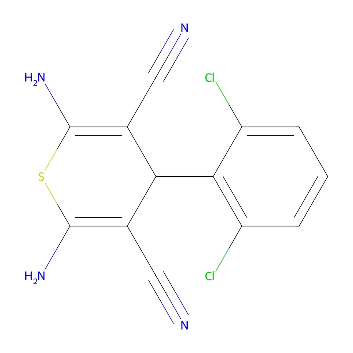 2,6-diamino-4-(2,6-dichlorophenyl)-4H-thiopyran-3,5-dicarbonitrile molecular structure, CAS 333759-84-5