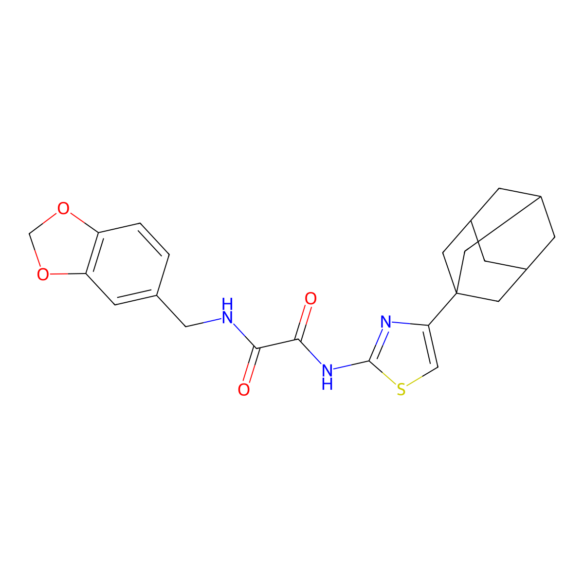 N'-[4-(1-adamantyl)-1,3-thiazol-2-yl]-N-(1,3-benzodioxol-5-ylmethyl)oxamide molecular structure, CAS 333760-32-0