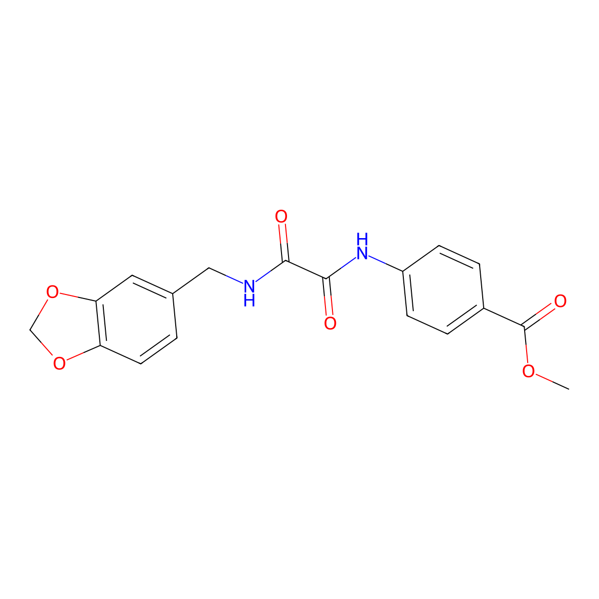 Methyl 4-({[(1,3-benzodioxol-5-ylmethyl)amino](oxo)acetyl}amino)benzoate molecular structure, CAS 333760-56-8