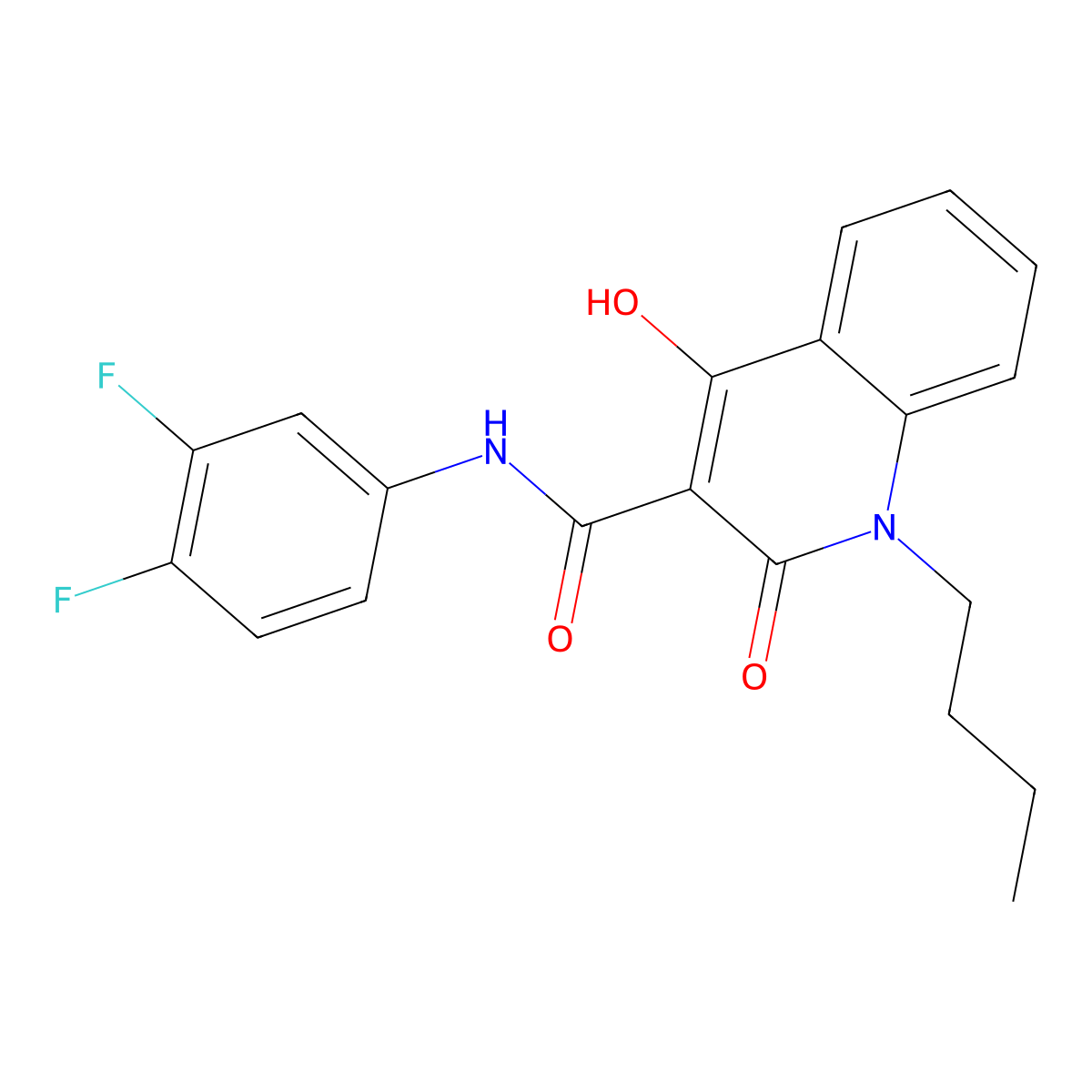 1-butyl-N-(3,4-difluorophenyl)-4-hydroxy-2-oxo-1,2-dihydroquinoline-3-carboxamide molecular structure, CAS 333760-76-2