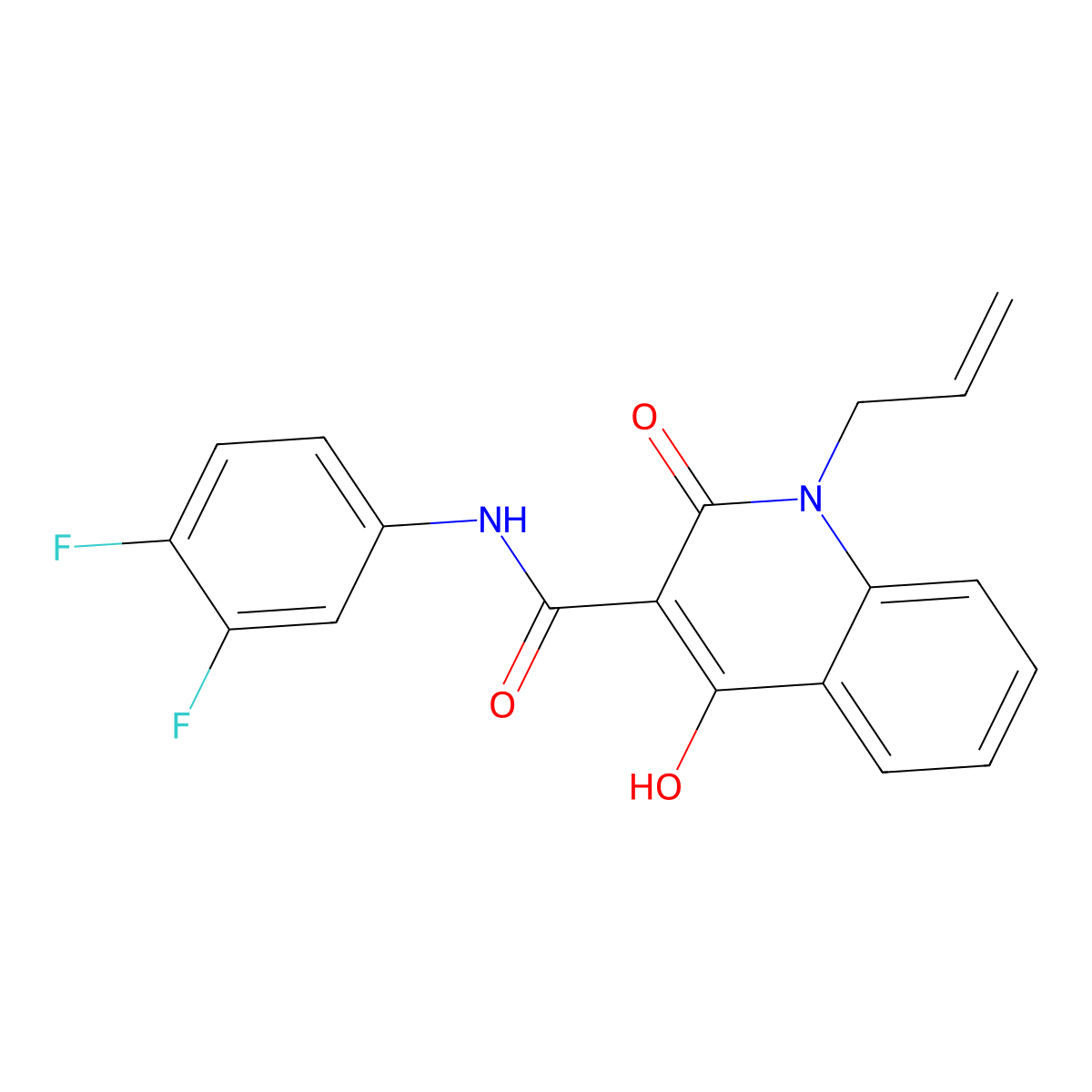 N-(3,4-difluorophenyl)-4-hydroxy-2-oxo-1-(prop-2-en-1-yl)-1,2-dihydroquinoline-3-carboxamide molecular structure, CAS 333760-81-9
