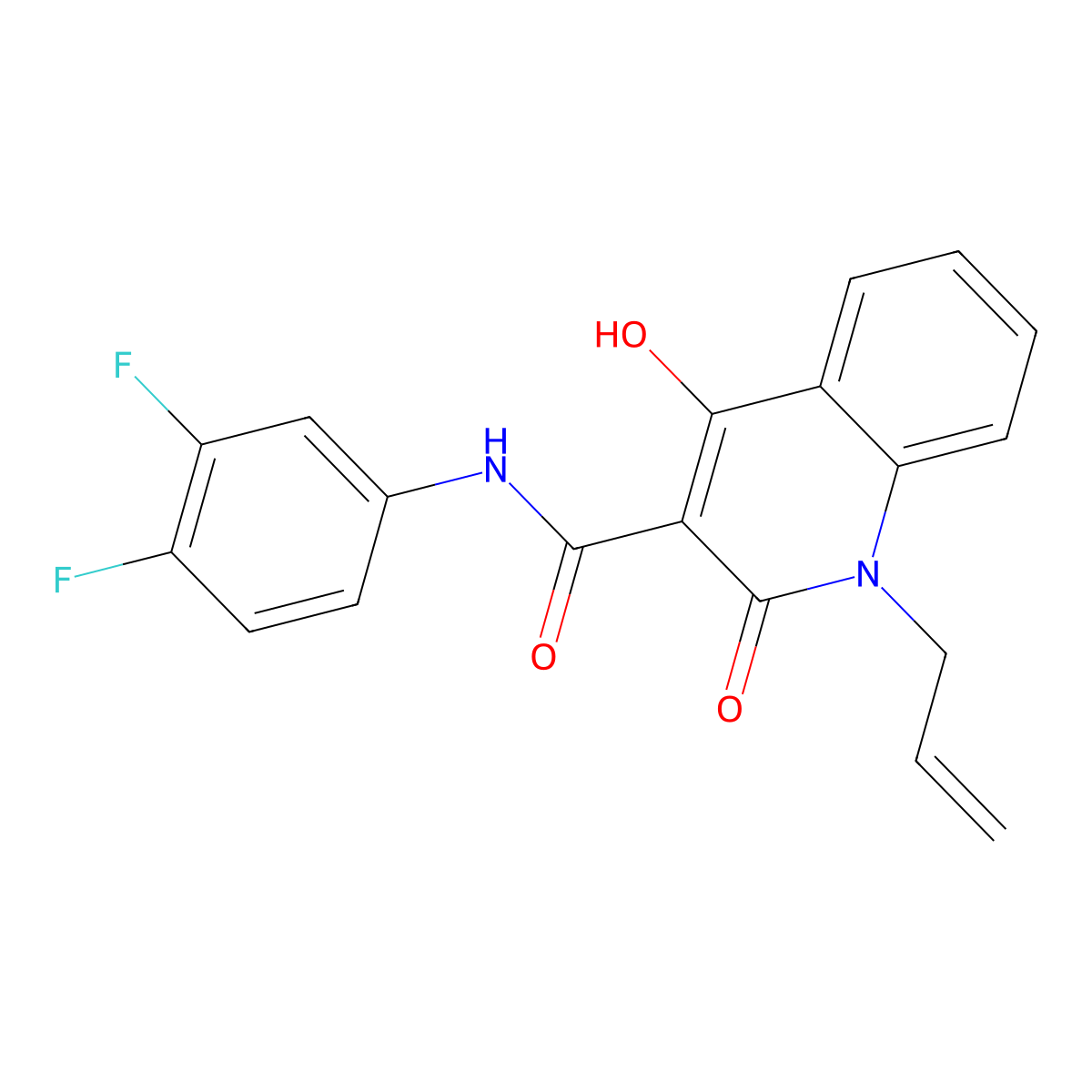 N-(3,4-difluorophenyl)-4-hydroxy-2-oxo-1-(prop-2-en-1-yl)-1,2-dihydroquinoline-3-carboxamide molecular structure, CAS 333760-81-9