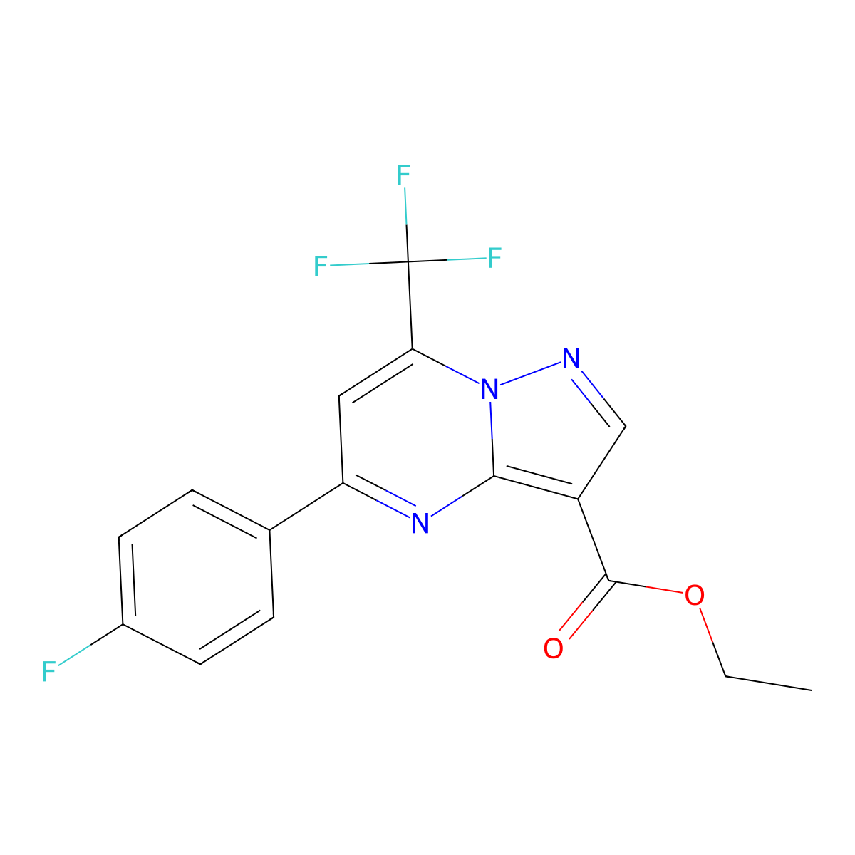 Ethyl 5-(4-fluorophenyl)-7-(trifluoromethyl)pyrazolo[1,5-a]pyrimidine-3-carboxylate molecular structure, CAS 333761-24-3