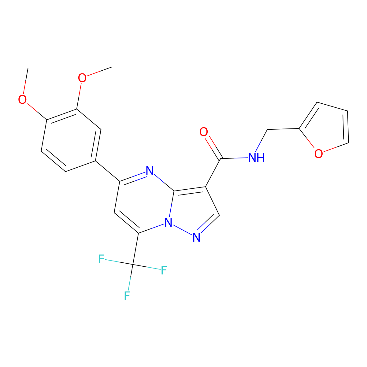 5-(3,4-dimethoxyphenyl)-N-(furan-2-ylmethyl)-7-(trifluoromethyl)pyrazolo[1,5-a]pyrimidine-3-carboxamide molecular structure, CAS 333761-31-2
