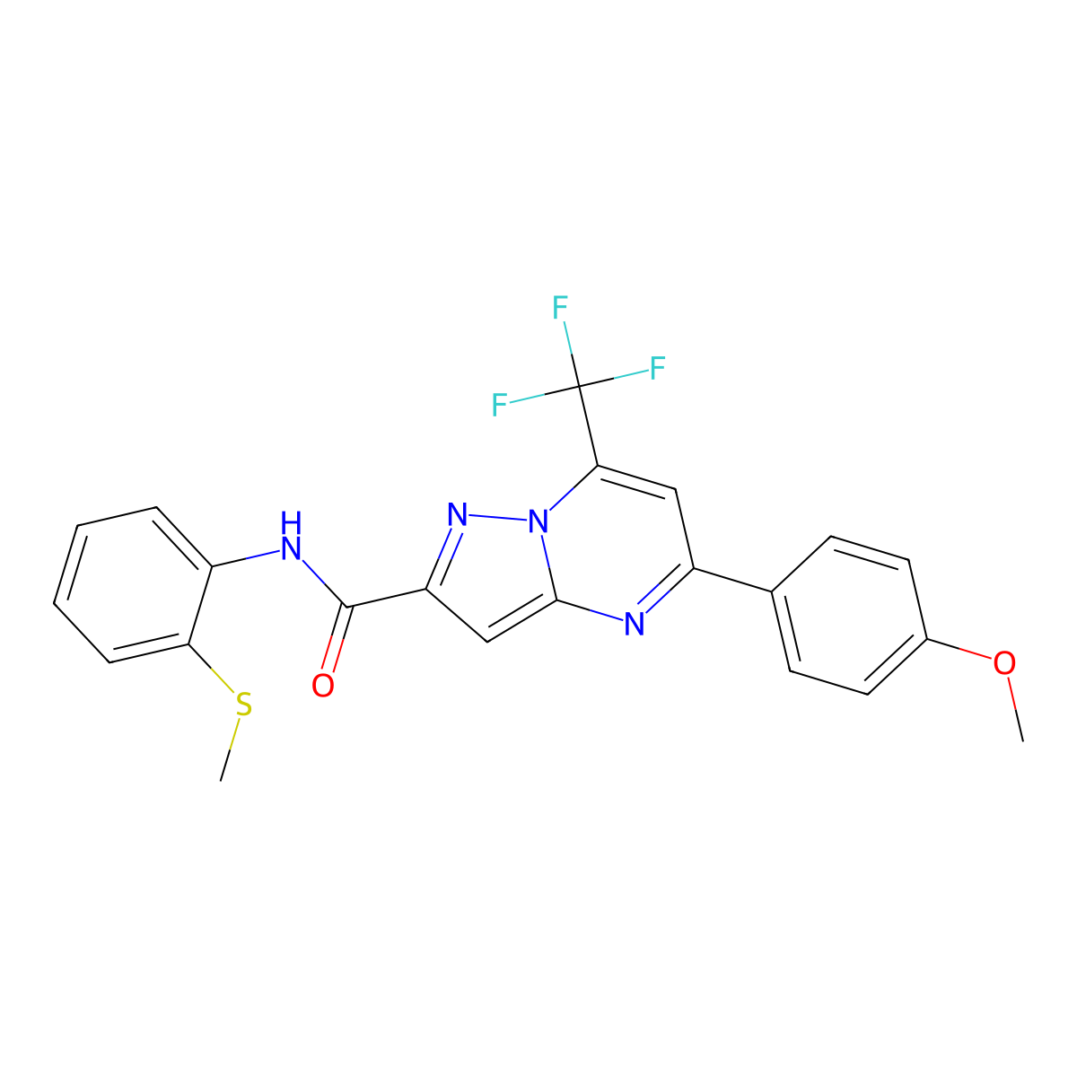 5-(4-methoxyphenyl)-N-[2-(methylsulfanyl)phenyl]-7-(trifluoromethyl)pyrazolo[1,5-a]pyrimidine-2-carboxamide molecular structure, CAS 333761-58-3