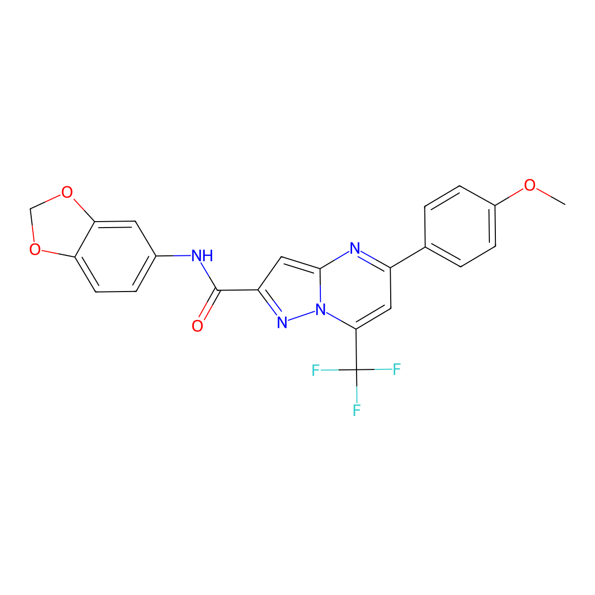 N-(1,3-benzodioxol-5-yl)-5-(4-methoxyphenyl)-7-(trifluoromethyl)pyrazolo[1,5-a]pyrimidine-2-carboxamide molecular structure, CAS 333761-63-0