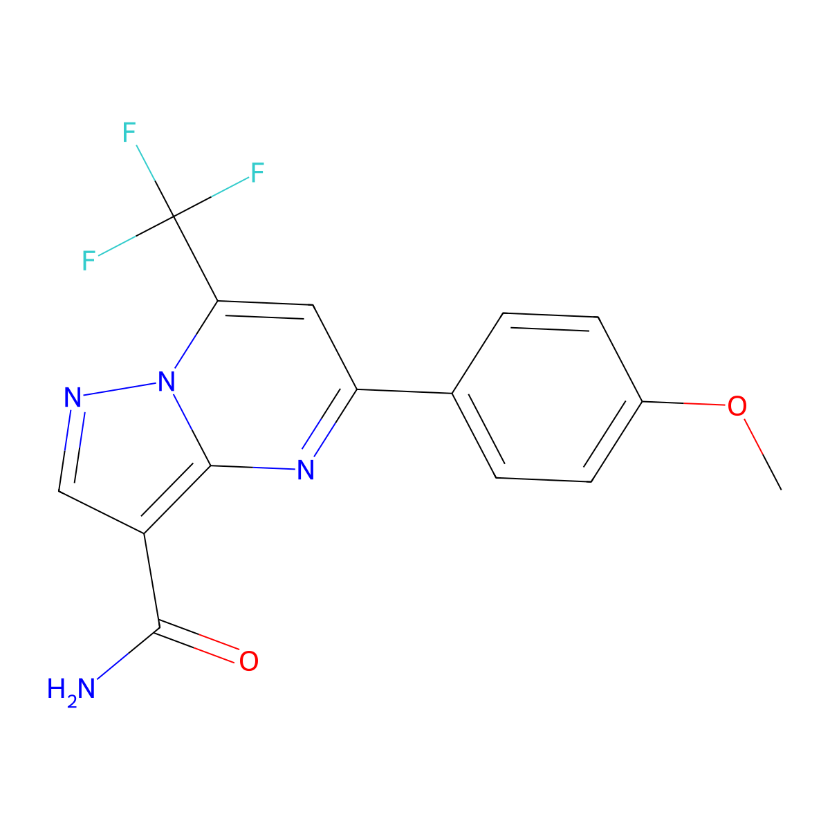 5-(4-Methoxyphenyl)-7-(trifluoromethyl)pyrazolo[1,5-a]pyrimidine-3-carboxamide molecular structure, CAS 333761-73-2