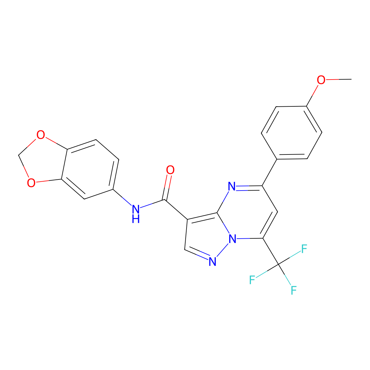 N-(1,3-benzodioxol-5-yl)-5-(4-methoxyphenyl)-7-(trifluoromethyl)pyrazolo[1,5-a]pyrimidine-3-carboxamide molecular structure, CAS 333761-90-3