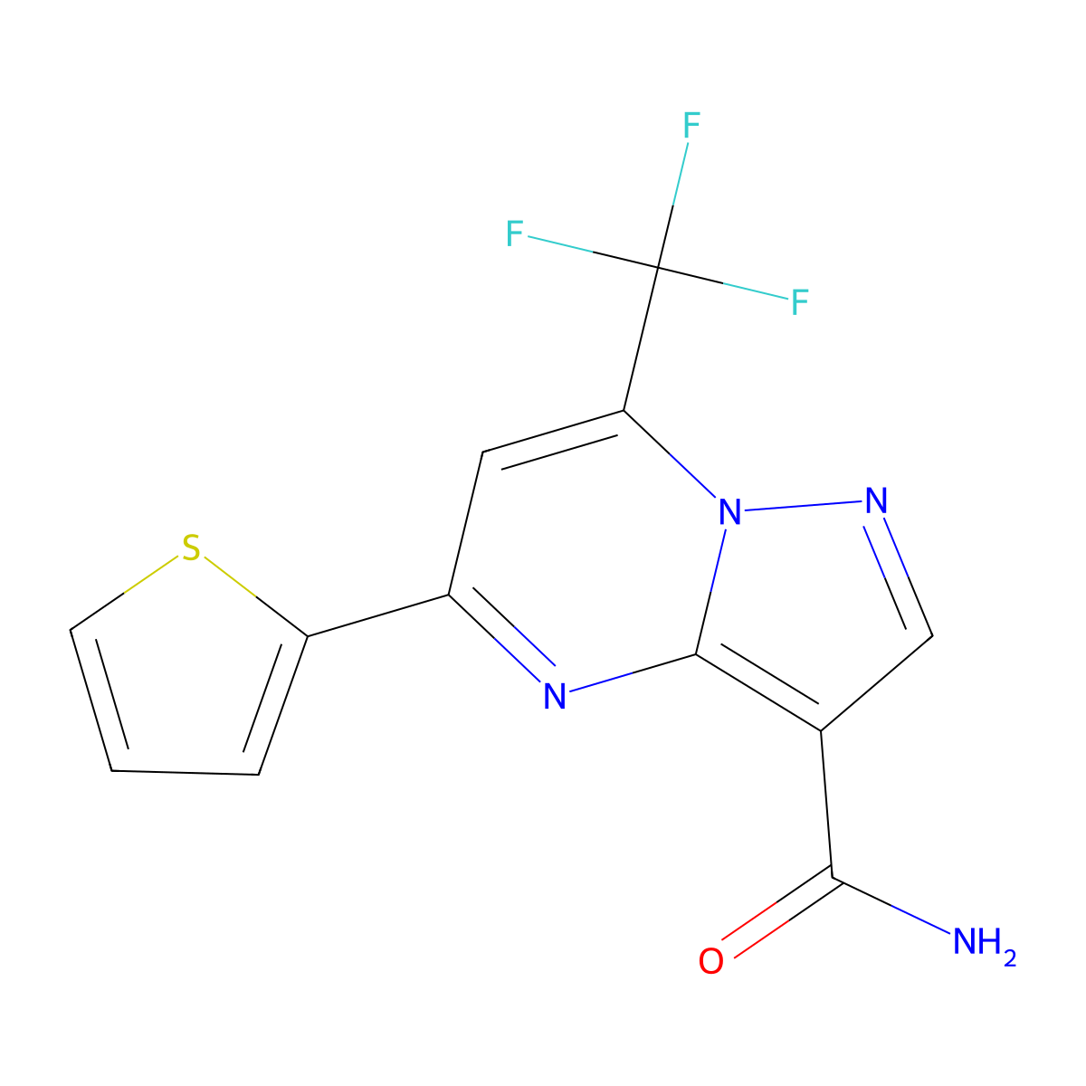 5-(Thiophen-2-yl)-7-(trifluoromethyl)pyrazolo[1,5-a]pyrimidine-3-carboxamide molecular structure, CAS 333761-99-2