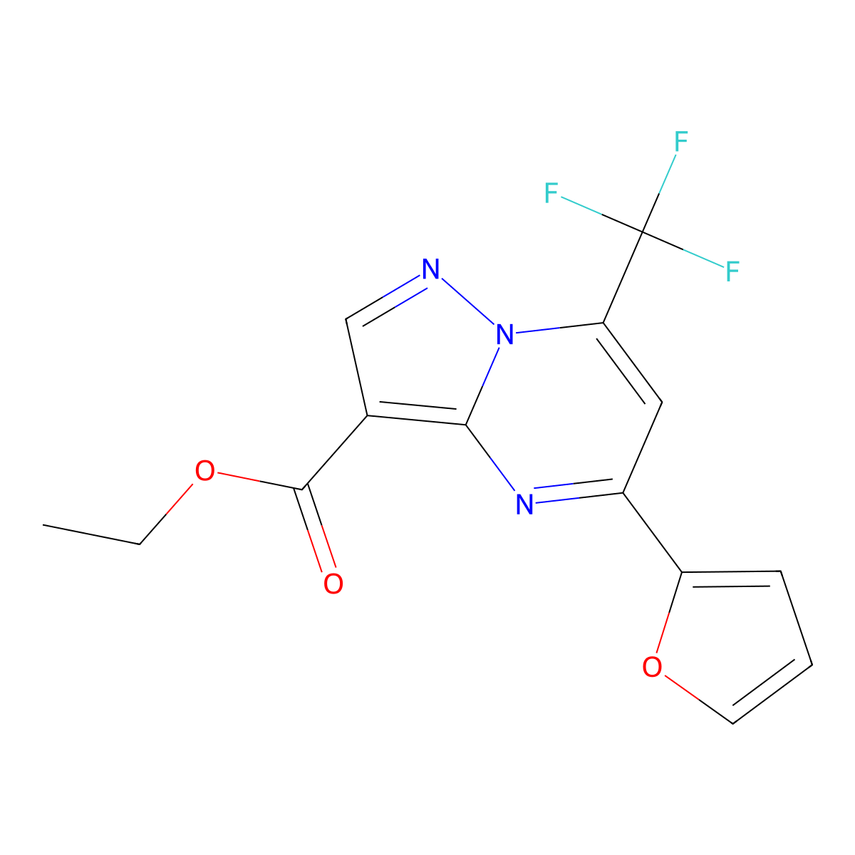 Ethyl 5-(furan-2-yl)-7-(trifluoromethyl)pyrazolo[1,5-a]pyrimidine-3-carboxylate molecular structure, CAS 333762-39-3