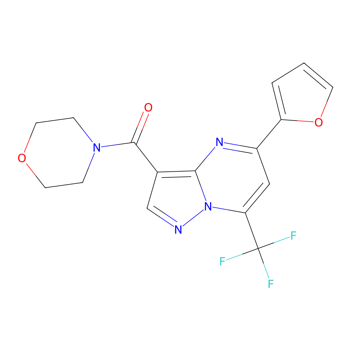 5-(2-Furyl)-3-(4-morpholinylcarbonyl)-7-(trifluoromethyl)pyrazolo[1,5-a]pyrimidine molecular structure, CAS 333762-41-7