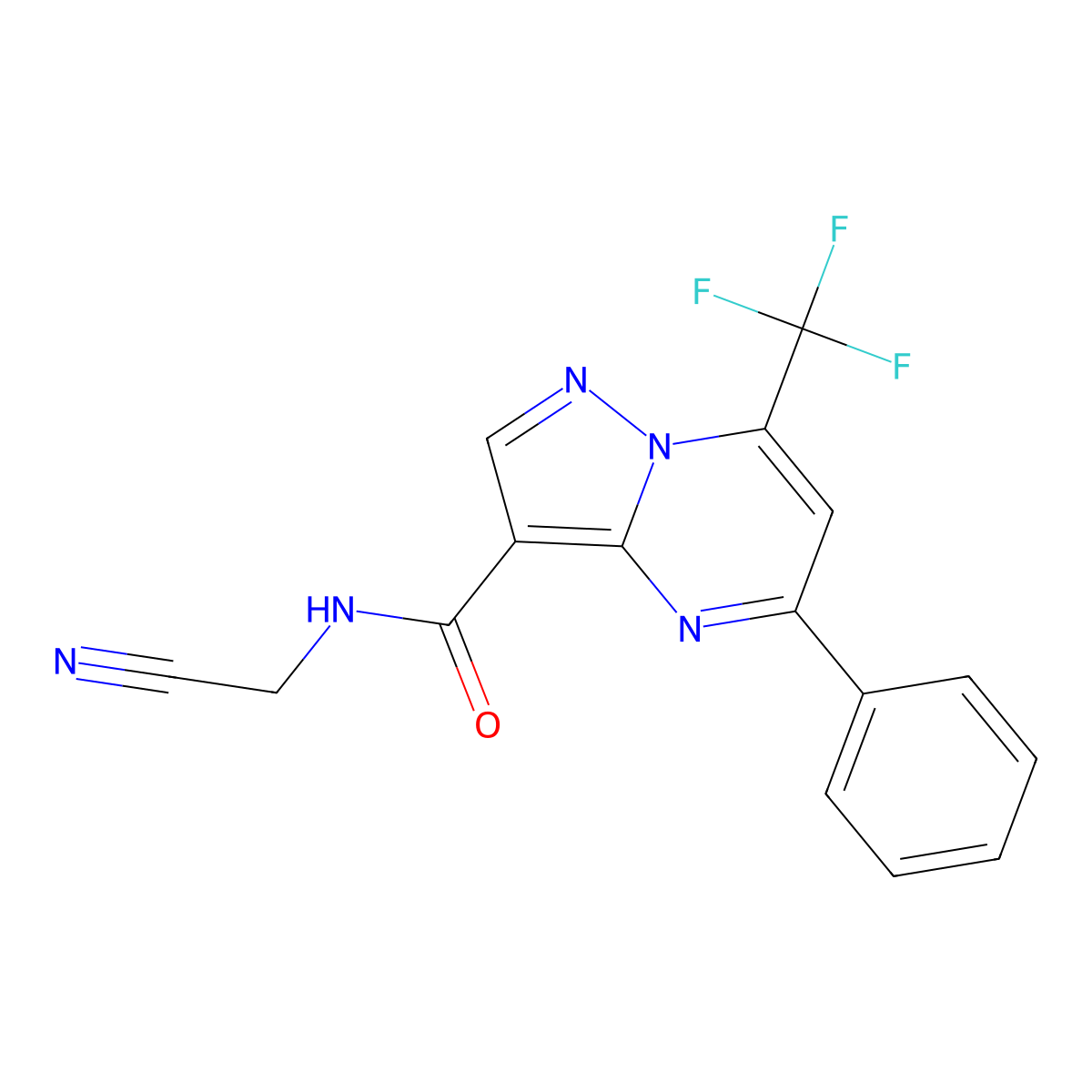 N-(cyanomethyl)-5-phenyl-7-(trifluoromethyl)pyrazolo[1,5-a]pyrimidine-3-carboxamide molecular structure, CAS 333762-98-4
