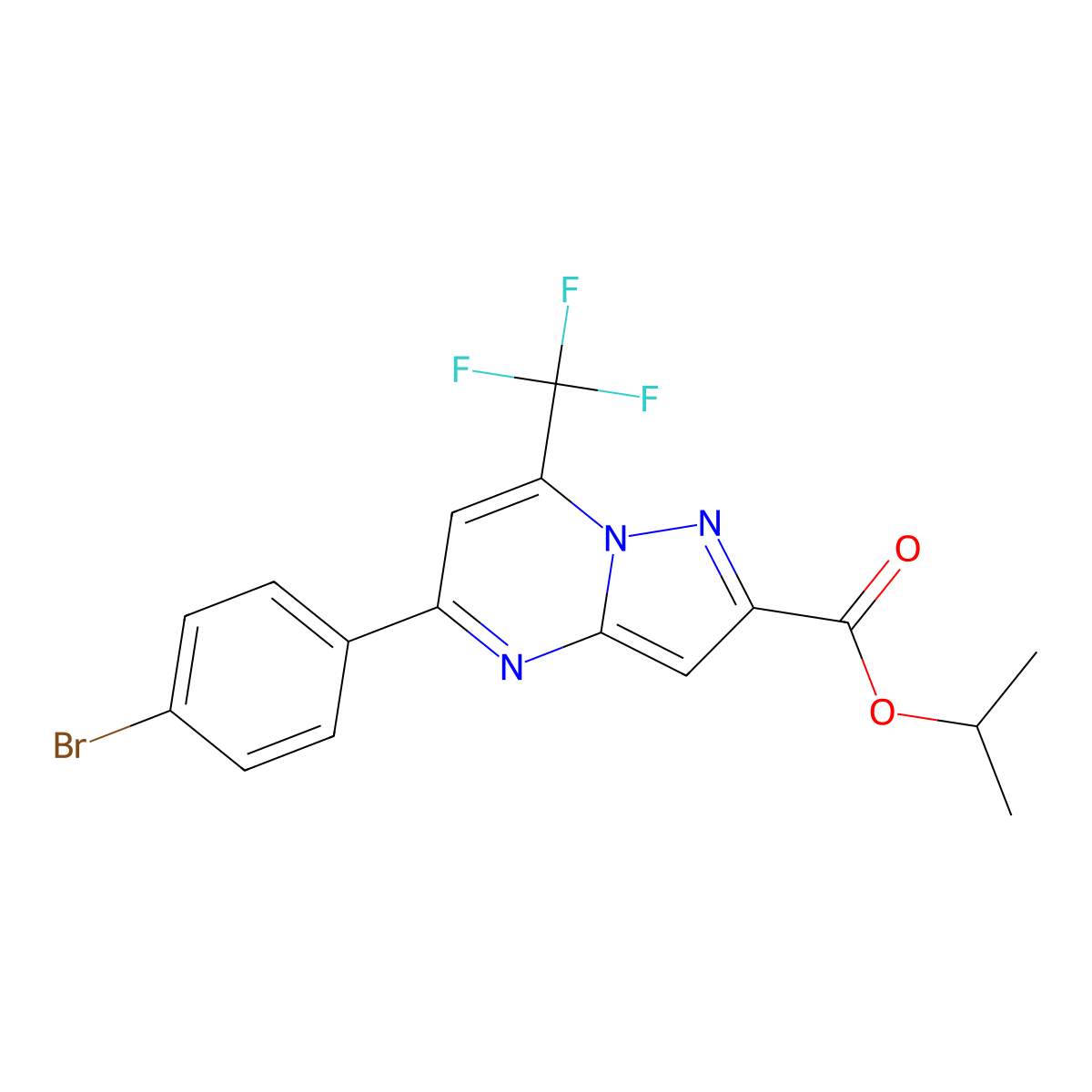 Isopropyl 5-(4-bromophenyl)-7-(trifluoromethyl)pyrazolo[1,5-a]pyrimidine-2-carboxylate molecular structure, CAS 333763-00-1