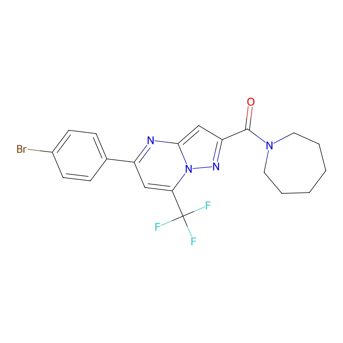 2-(1-Azepanylcarbonyl)-5-(4-bromophenyl)-7-(trifluoromethyl)pyrazolo[1,5-a]pyrimidine molecular structure, CAS 333763-28-3