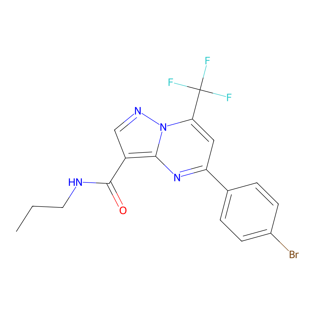 5-(4-bromophenyl)-N-propyl-7-(trifluoromethyl)pyrazolo[1,5-a]pyrimidine-3-carboxamide molecular structure, CAS 333763-79-4