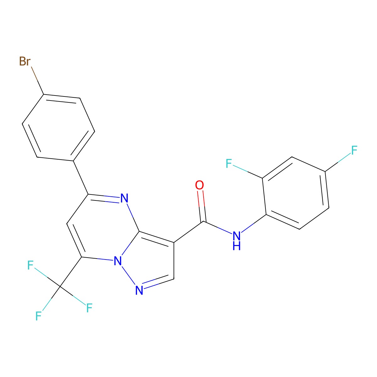 5-(4-bromophenyl)-N-(2,4-difluorophenyl)-7-(trifluoromethyl)pyrazolo[1,5-a]pyrimidine-3-carboxamide molecular structure, CAS 333764-05-9