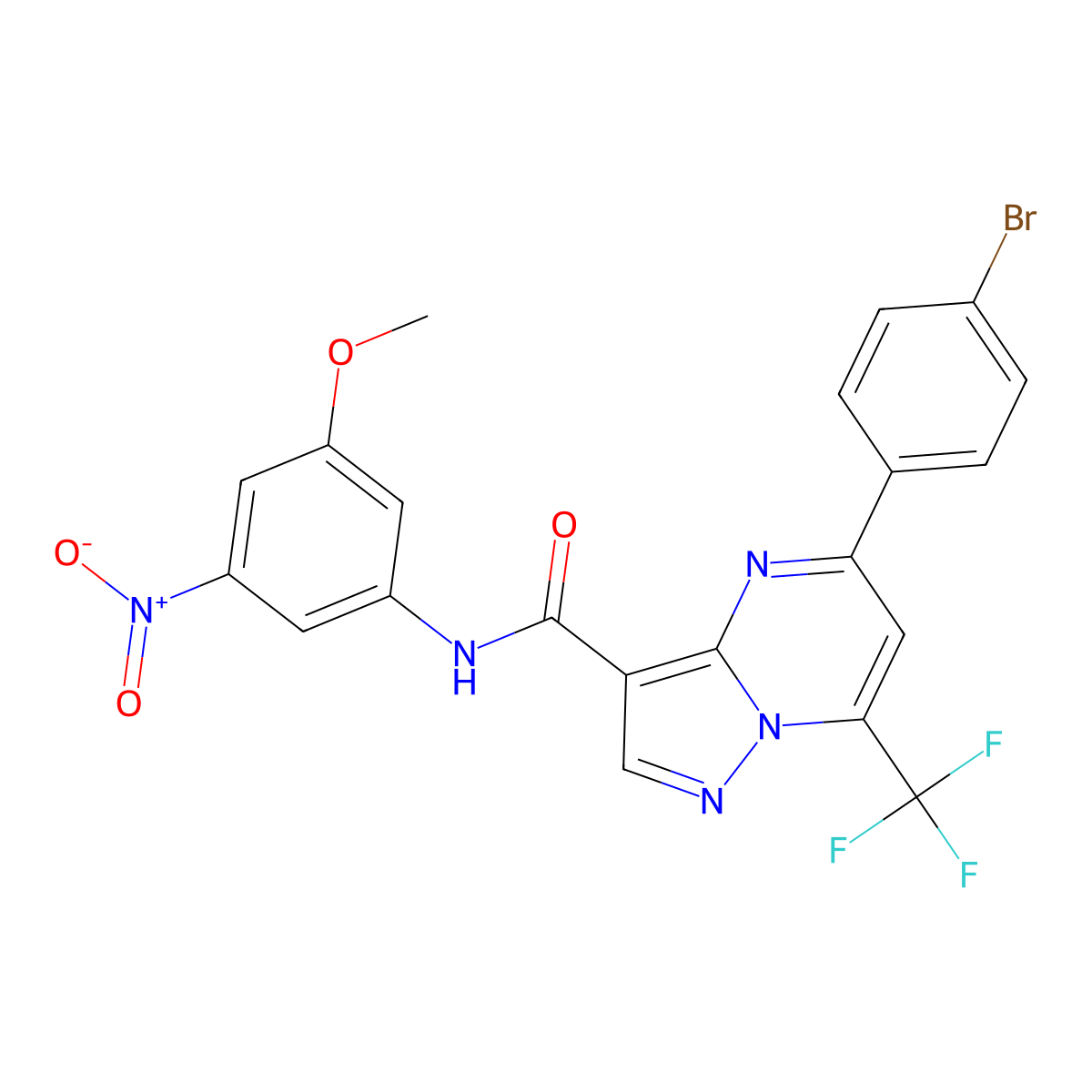 5-(4-bromophenyl)-N-(3-methoxy-5-nitrophenyl)-7-(trifluoromethyl)pyrazolo[1,5-a]pyrimidine-3-carboxamide molecular structure, CAS 333764-10-6