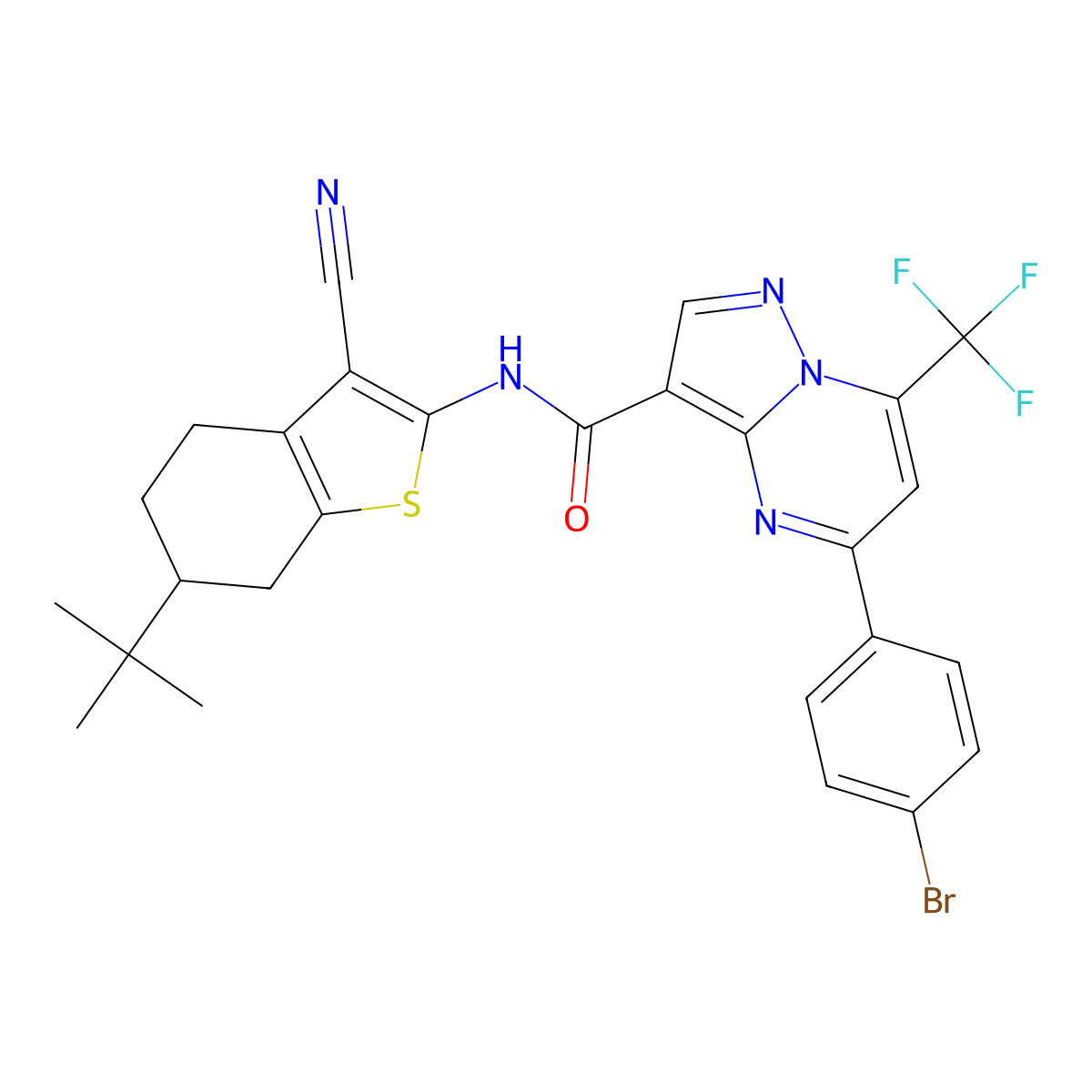 5-(4-bromophenyl)-N-(6-tert-butyl-3-cyano-4,5,6,7-tetrahydro-1-benzothien-2-yl)-7-(trifluoromethyl)pyrazolo[1,5-a]pyrimidine-3-carboxamide molecular structure, CAS 333764-15-1