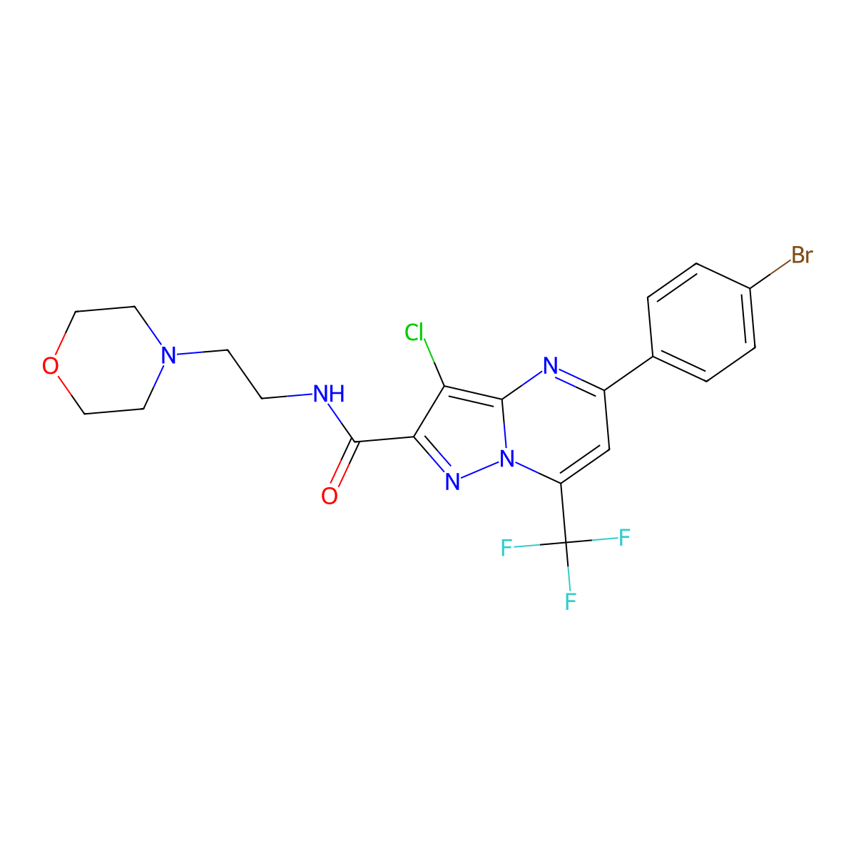 5-(4-bromophenyl)-3-chloro-N-(2-morpholin-4-ylethyl)-7-(trifluoromethyl)pyrazolo[1,5-a]pyrimidine-2-carboxamide molecular structure, CAS 333764-52-6