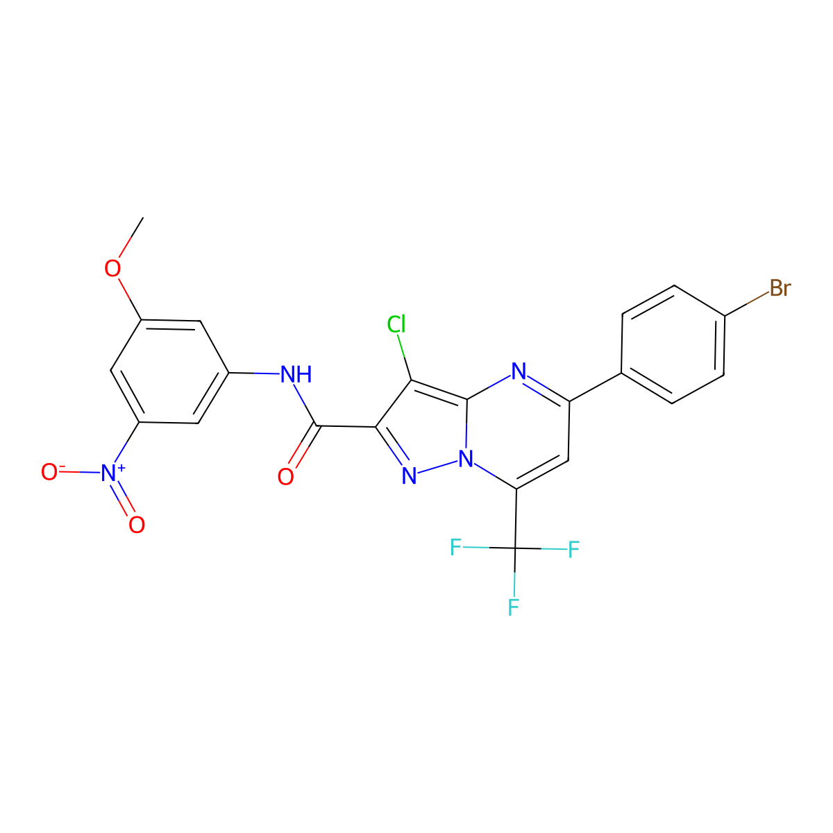 5-(4-bromophenyl)-3-chloro-N-(3-methoxy-5-nitrophenyl)-7-(trifluoromethyl)pyrazolo[1,5-a]pyrimidine-2-carboxamide molecular structure, CAS 333764-83-3
