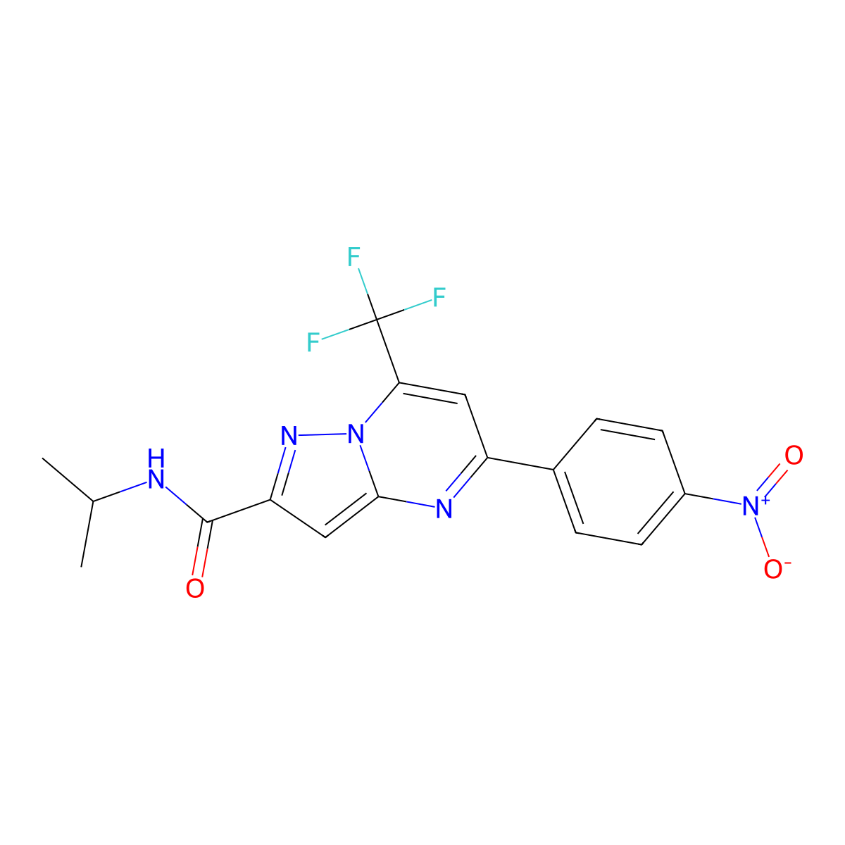 5-(4-nitrophenyl)-N-propan-2-yl-7-(trifluoromethyl)pyrazolo[1,5-a]pyrimidine-2-carboxamide molecular structure, CAS 333765-10-9