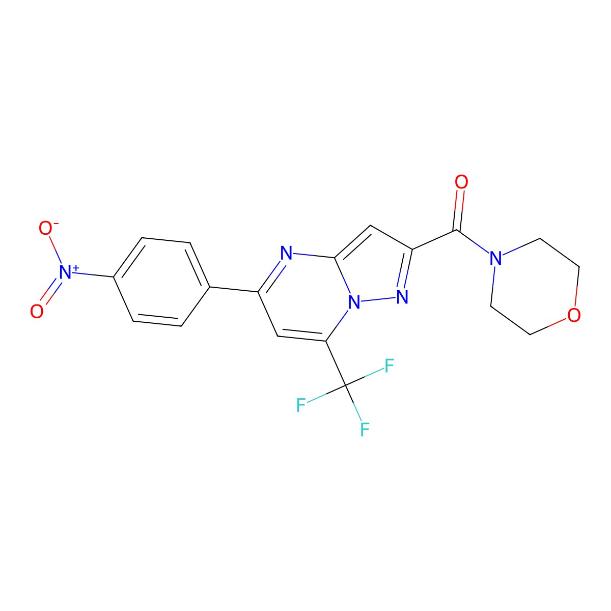 Morpholin-4-yl-[5-(4-nitrophenyl)-7-(trifluoromethyl)pyrazolo[1,5-a]pyrimidin-2-yl]methanone molecular structure, CAS 333765-17-6