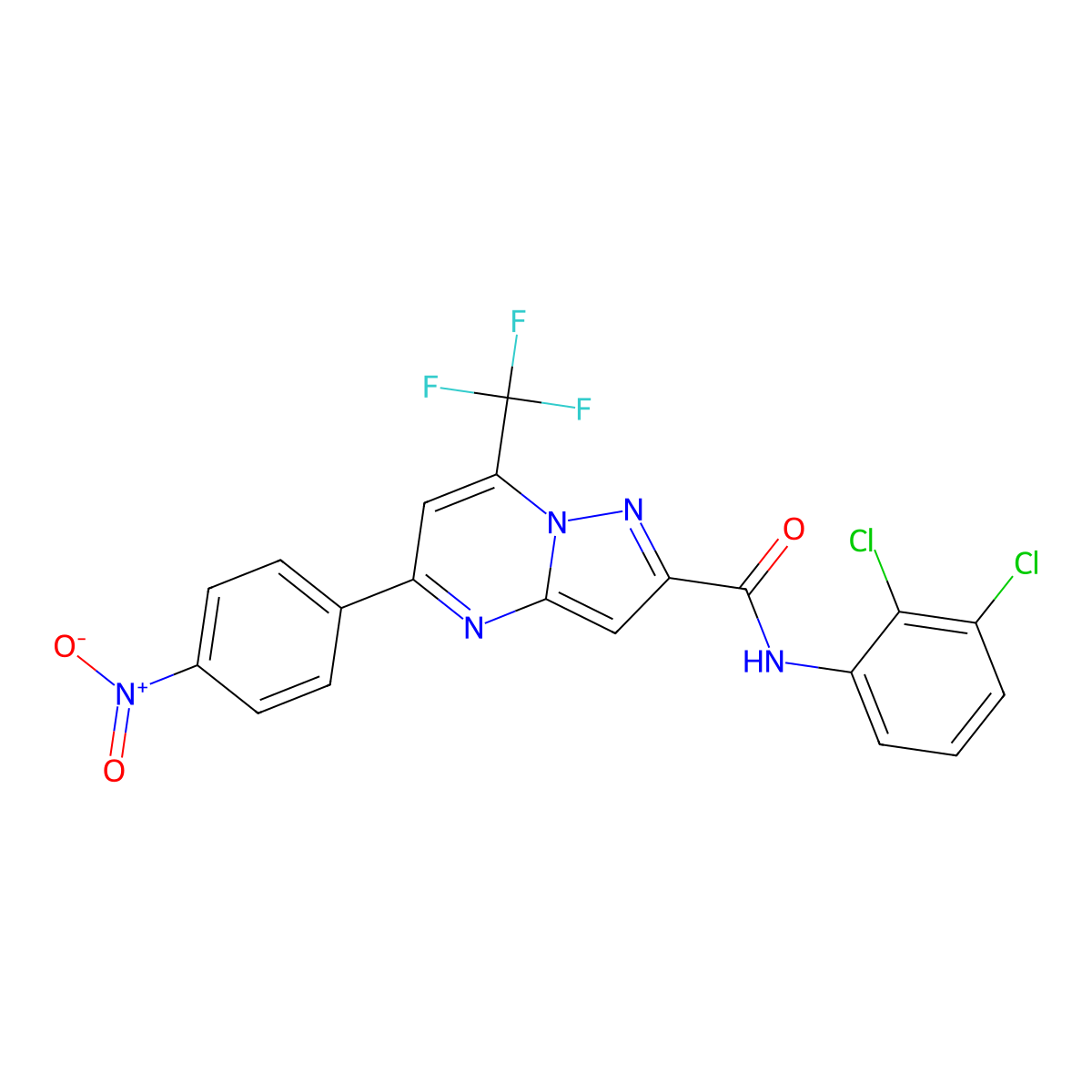 N-(2,3-dichlorophenyl)-5-(4-nitrophenyl)-7-(trifluoromethyl)pyrazolo[1,5-a]pyrimidine-2-carboxamide molecular structure, CAS 333765-19-8