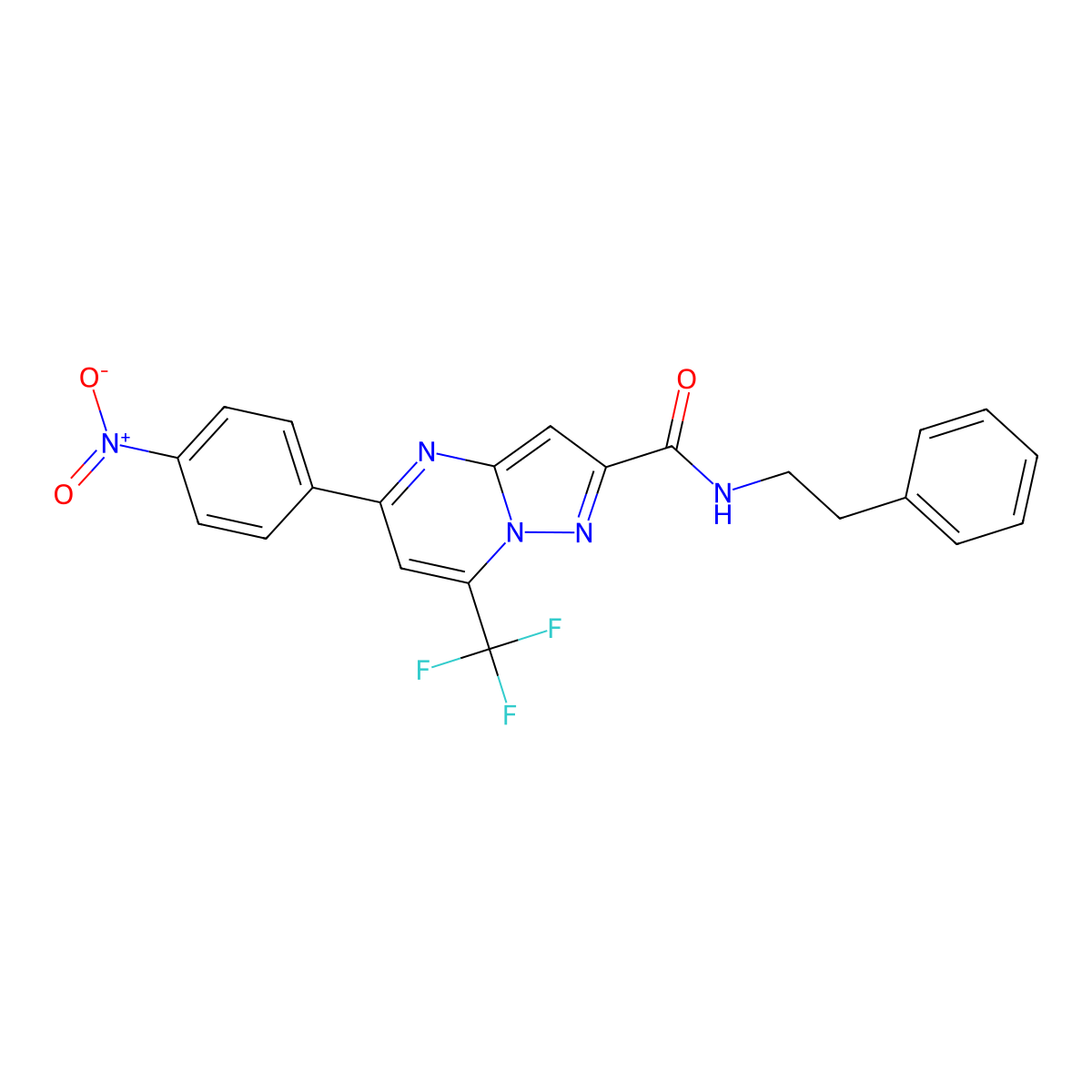 5-(4-nitrophenyl)-N-(2-phenylethyl)-7-(trifluoromethyl)pyrazolo[1,5-a]pyrimidine-2-carboxamide molecular structure, CAS 333765-37-0