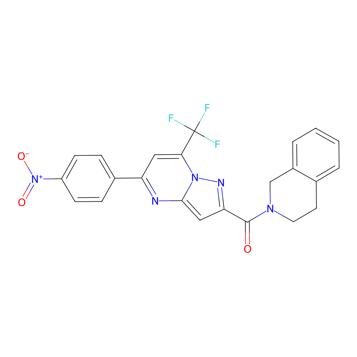 3,4-dihydroisoquinolin-2(1H)-yl[5-(4-nitrophenyl)-7-(trifluoromethyl)pyrazolo[1,5-a]pyrimidin-2-yl]methanone molecular structure, CAS 333765-44-9
