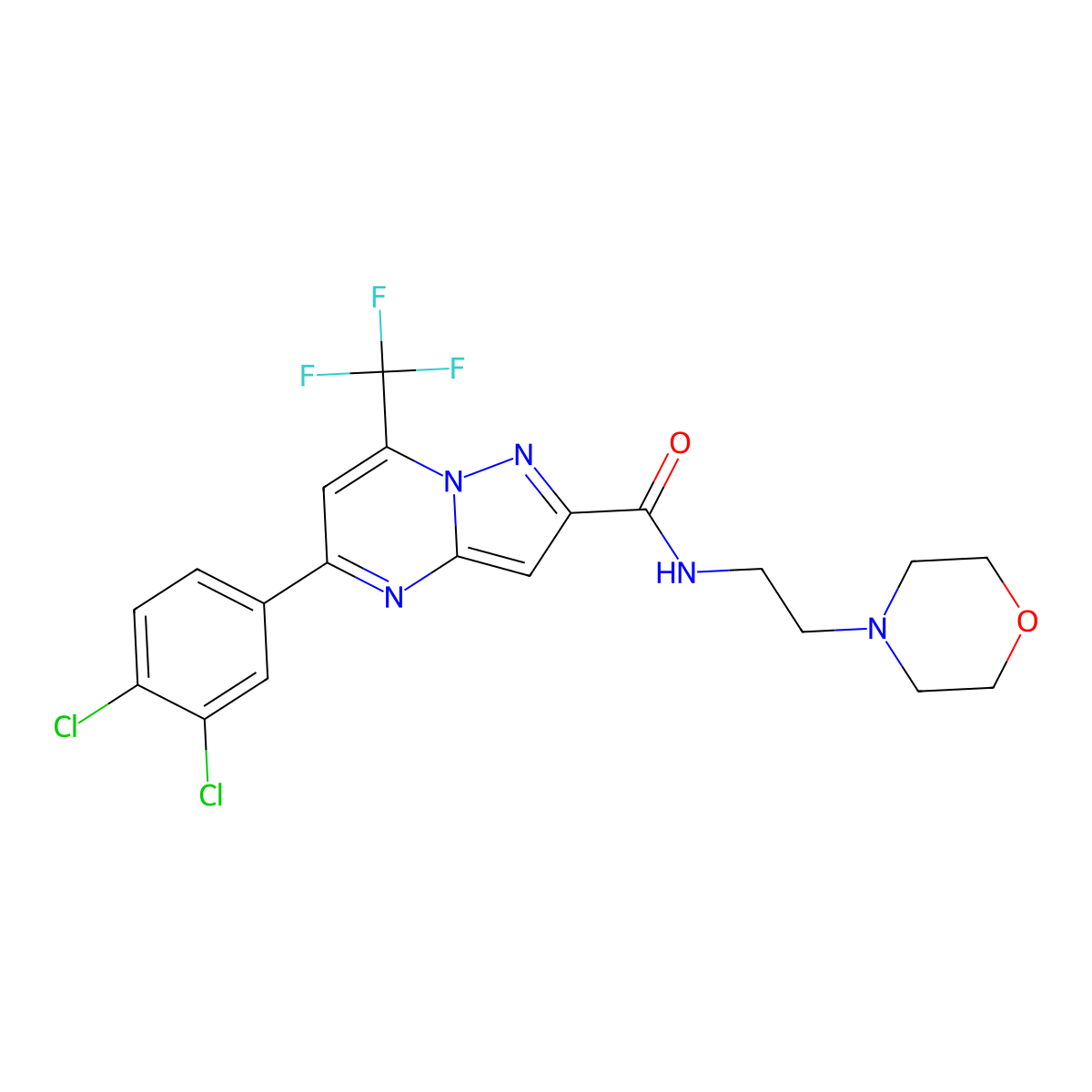 5-(3,4-dichlorophenyl)-N-(2-morpholin-4-ylethyl)-7-(trifluoromethyl)pyrazolo[1,5-a]pyrimidine-2-carboxamide molecular structure, CAS 333765-57-4