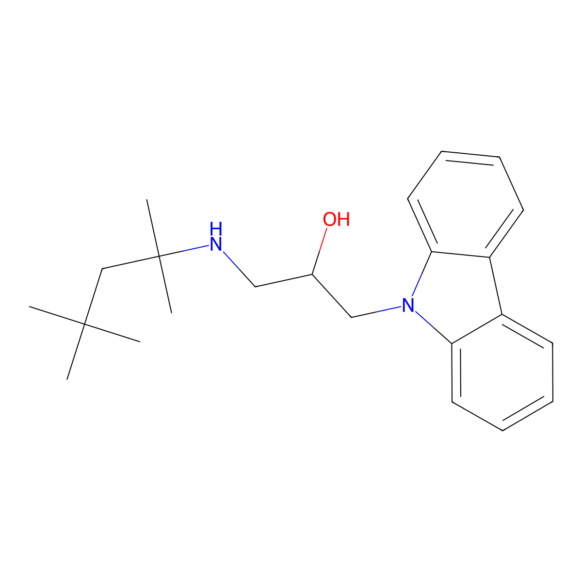 1-Carbazol-9-yl-3-(2,4,4-trimethylpentan-2-ylamino)propan-2-ol molecular structure, CAS 333765-96-1