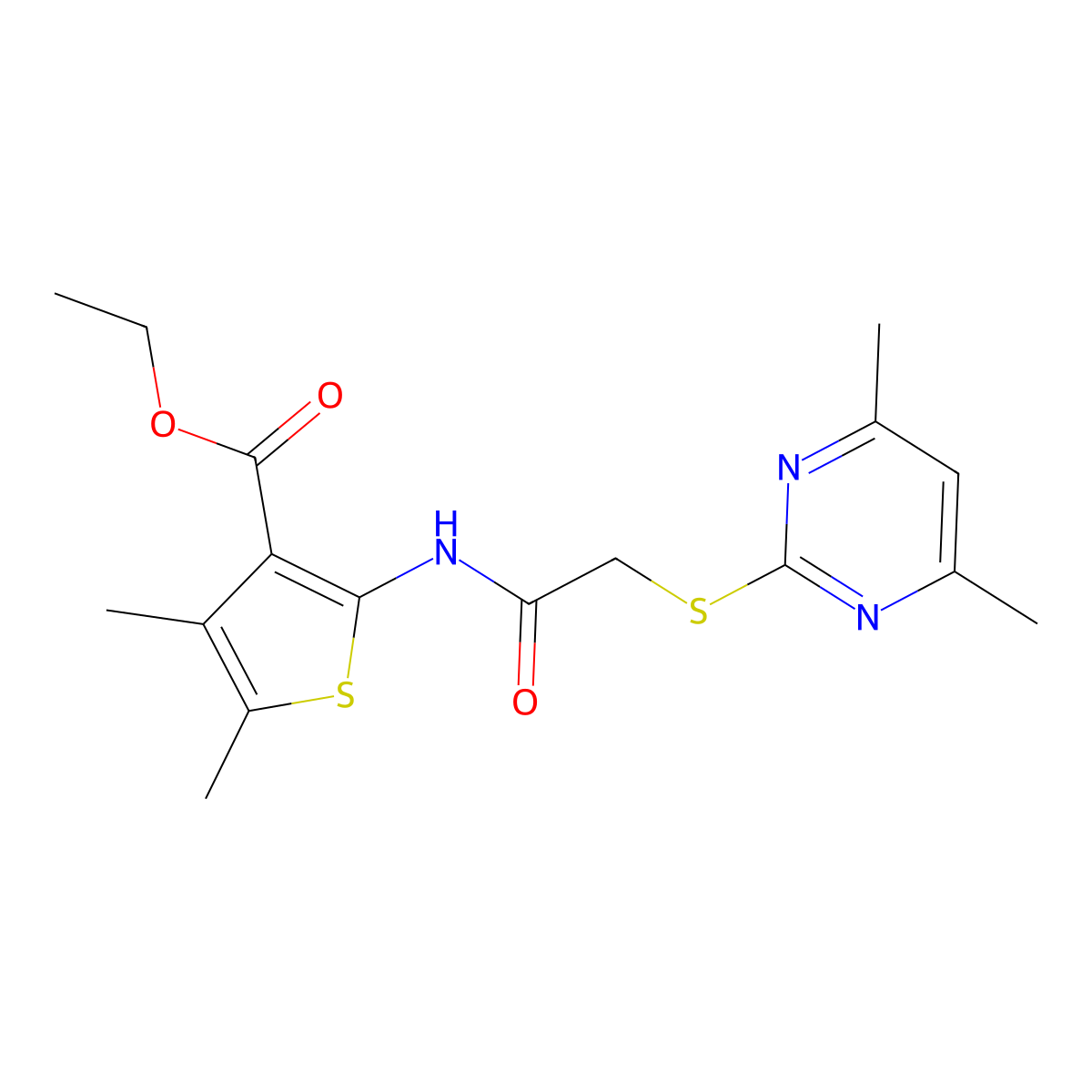 Ethyl 2-({[(4,6-dimethylpyrimidin-2-yl)sulfanyl]acetyl}amino)-4,5-dimethylthiophene-3-carboxylate molecular structure, CAS 333766-50-0