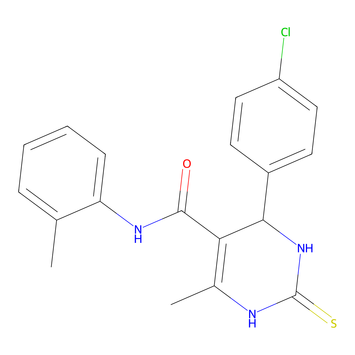 4-(4-chlorophenyl)-6-methyl-N-(2-methylphenyl)-2-sulfanylidene-3,4-dihydro-1H-pyrimidine-5-carboxamide molecular structure, CAS 333767-08-1
