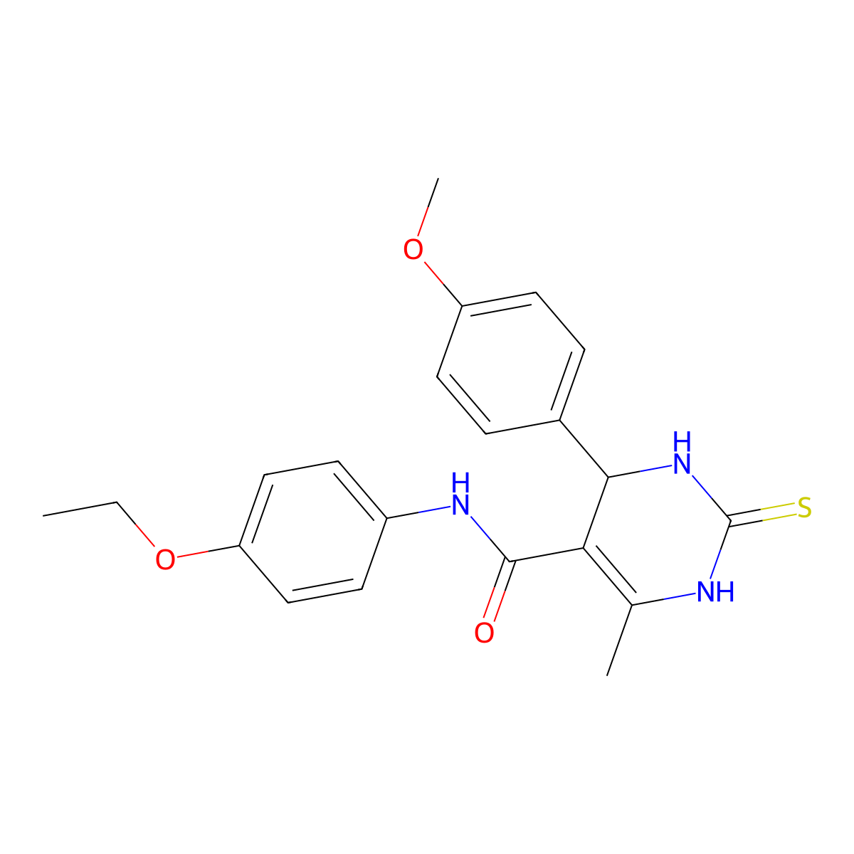 N-(4-ethoxyphenyl)-4-(4-methoxyphenyl)-6-methyl-2-sulfanylidene-3,4-dihydro-1H-pyrimidine-5-carboxamide molecular structure, CAS 333767-19-4