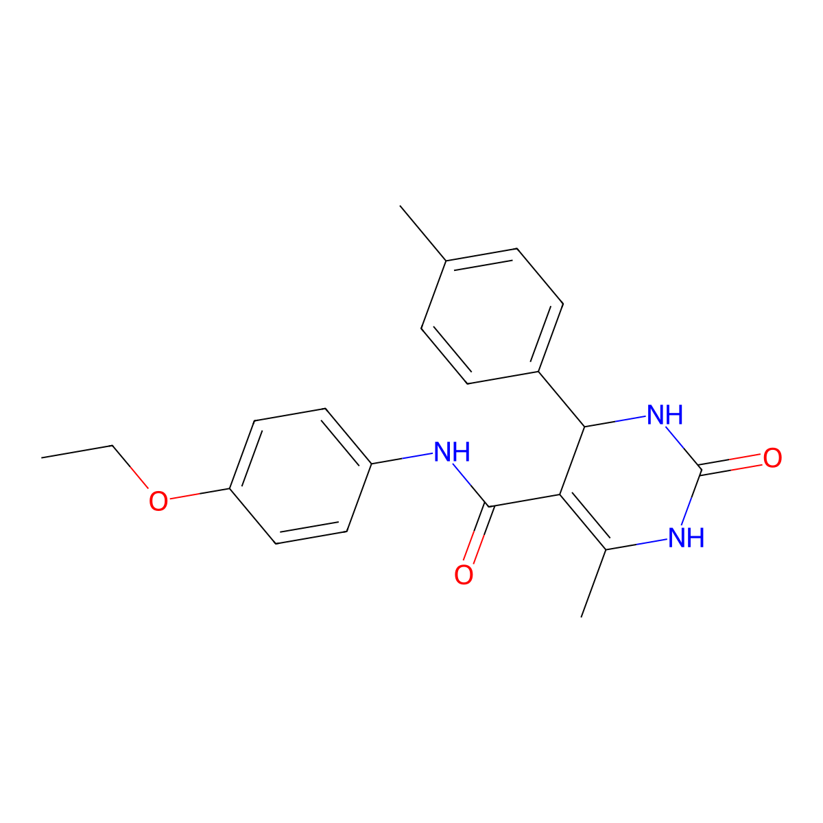 N-(4-ethoxyphenyl)-6-methyl-4-(4-methylphenyl)-2-oxo-3,4-dihydro-1H-pyrimidine-5-carboxamide molecular structure, CAS 333767-20-7