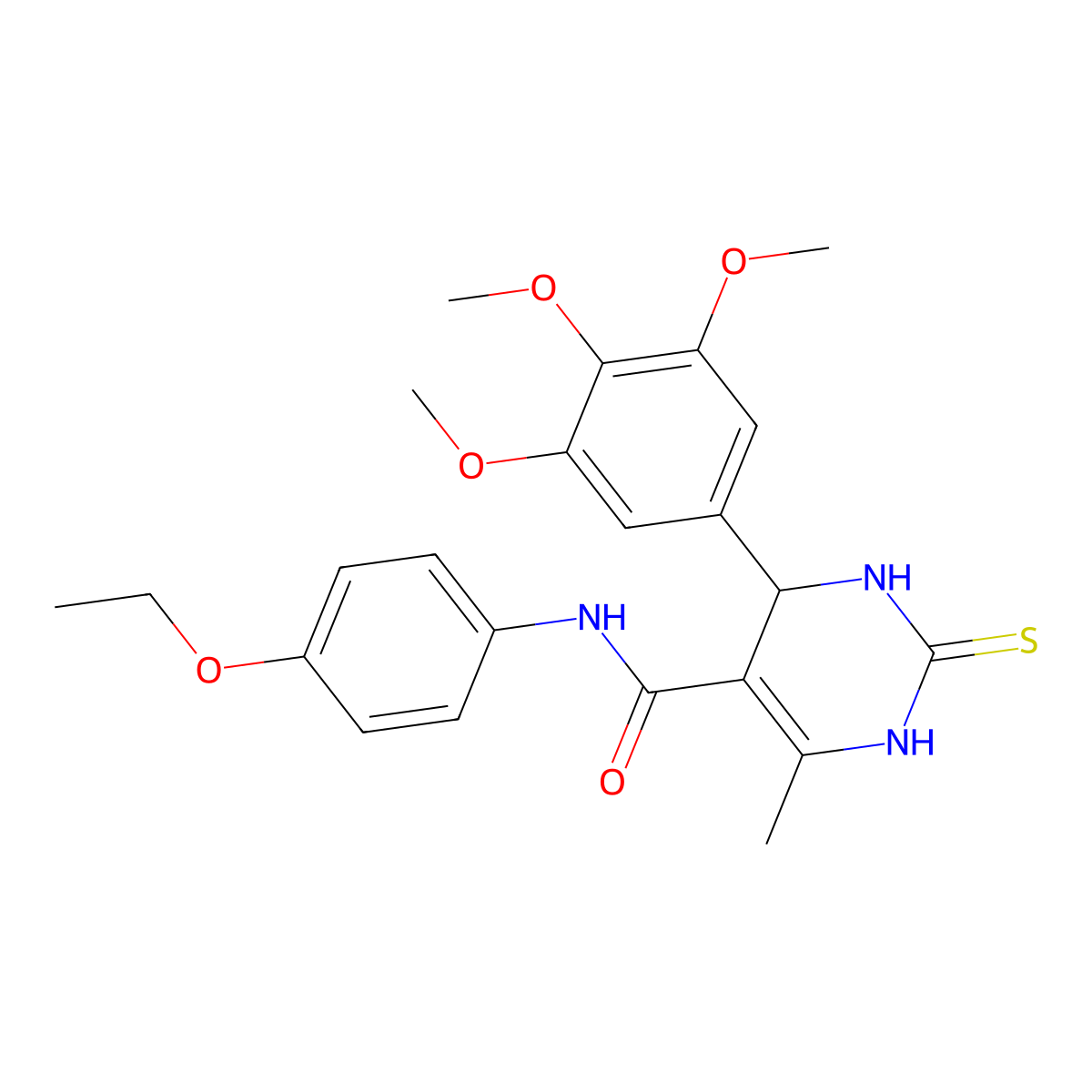N-(4-ethoxyphenyl)-6-methyl-2-sulfanylidene-4-(3,4,5-trimethoxyphenyl)-3,4-dihydro-1H-pyrimidine-5-carboxamide molecular structure, CAS 333767-26-3