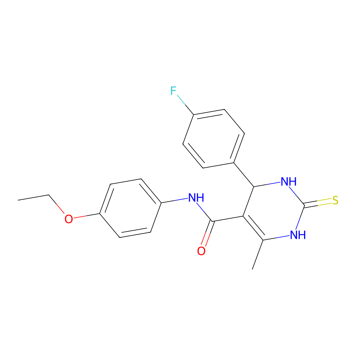 N-(4-ethoxyphenyl)-4-(4-fluorophenyl)-6-methyl-2-sulfanylidene-3,4-dihydro-1H-pyrimidine-5-carboxamide molecular structure, CAS 333767-41-2
