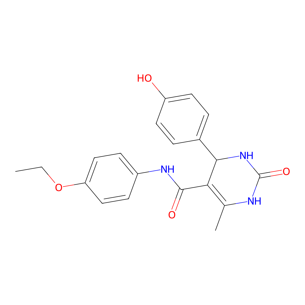 N-(4-ethoxyphenyl)-4-(4-hydroxyphenyl)-6-methyl-2-oxo-3,4-dihydro-1H-pyrimidine-5-carboxamide molecular structure, CAS 333767-48-9