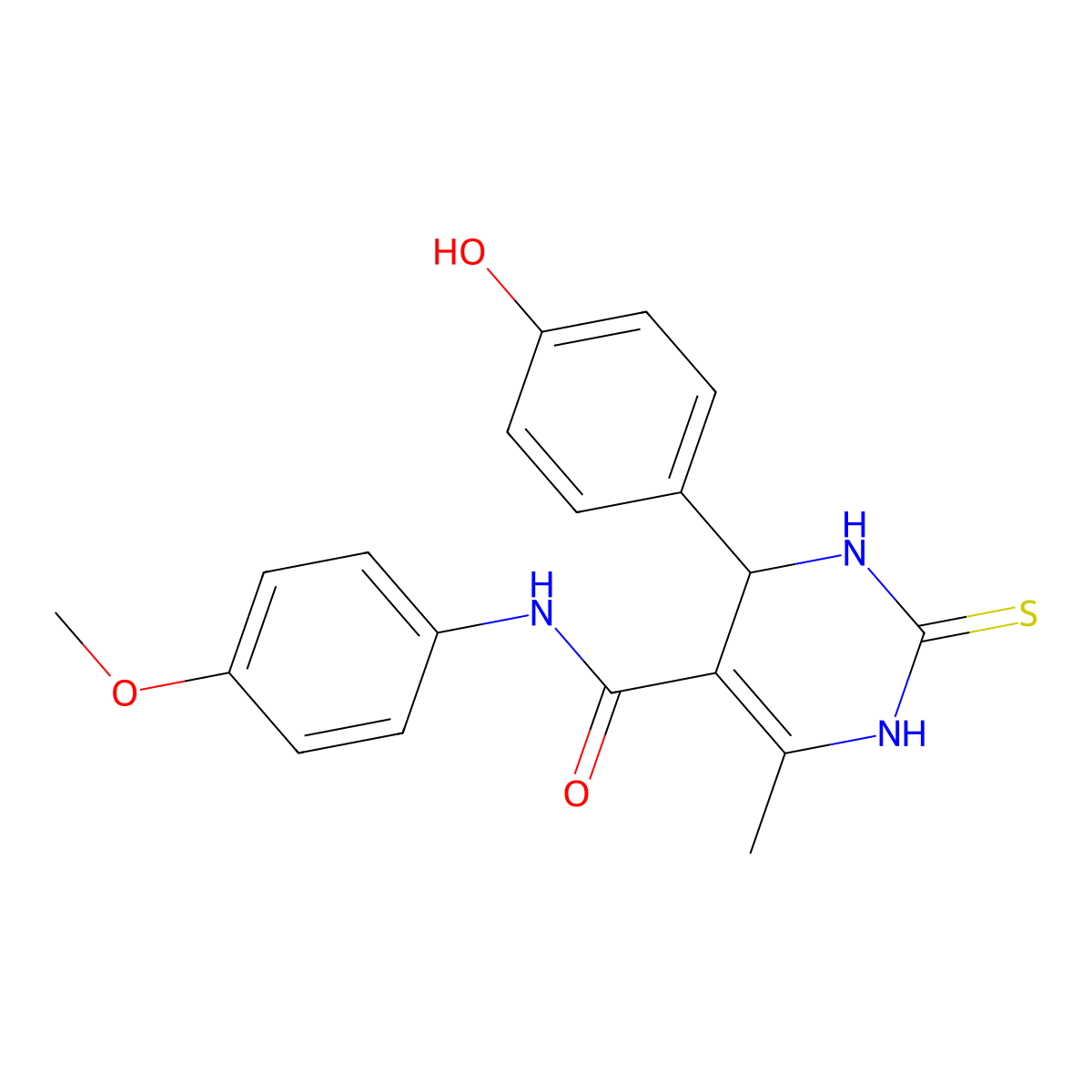 4-(4-hydroxyphenyl)-N-(4-methoxyphenyl)-6-methyl-2-sulfanylidene-3,4-dihydro-1H-pyrimidine-5-carboxamide molecular structure, CAS 333767-55-8