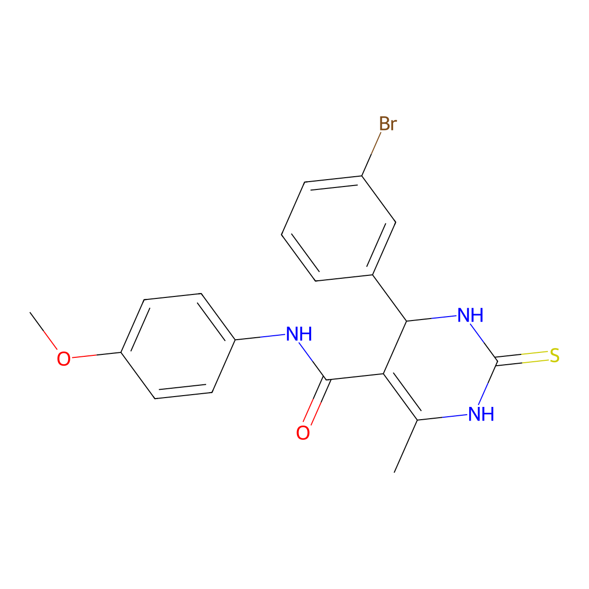 4-(3-bromophenyl)-N-(4-methoxyphenyl)-6-methyl-2-thioxo-1,2,3,4-tetrahydropyrimidine-5-carboxamide molecular structure, CAS 333767-71-8